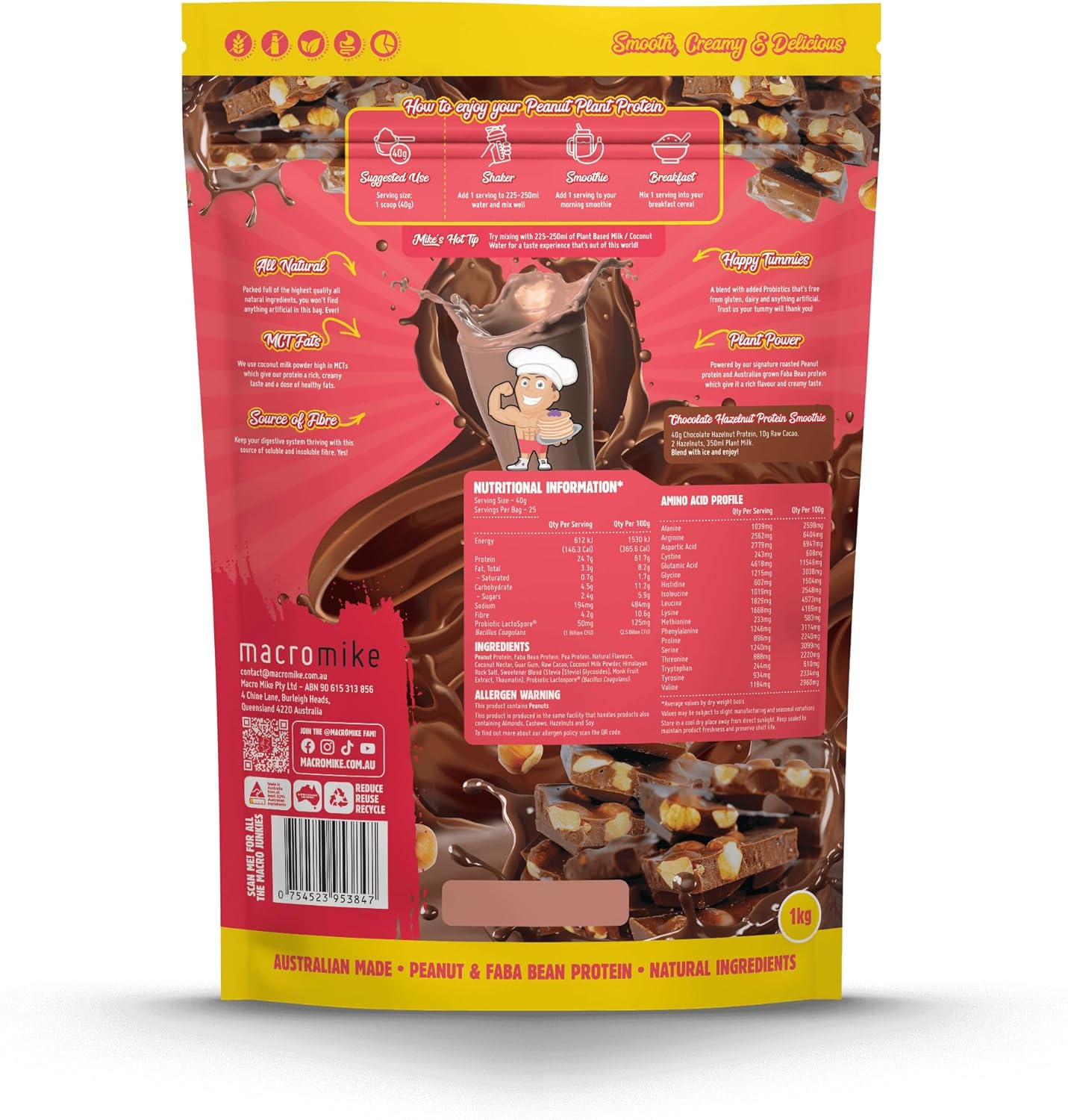 Macro Mike Chocolate Hazelnut Peanut Plant Protein 1 Kg