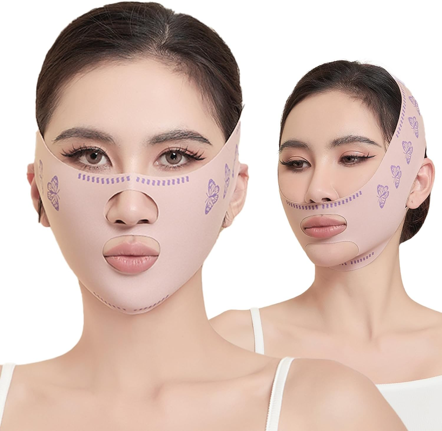 V Line Double Chin Reducer, Face Slimming Strap with Two Wearing Way, Chin up Mask Face Lifting Belt to Remove Double Chin, Reusable V Shaped Lifting Mask Tightening Skin Preventing Sagging for Women image number 4