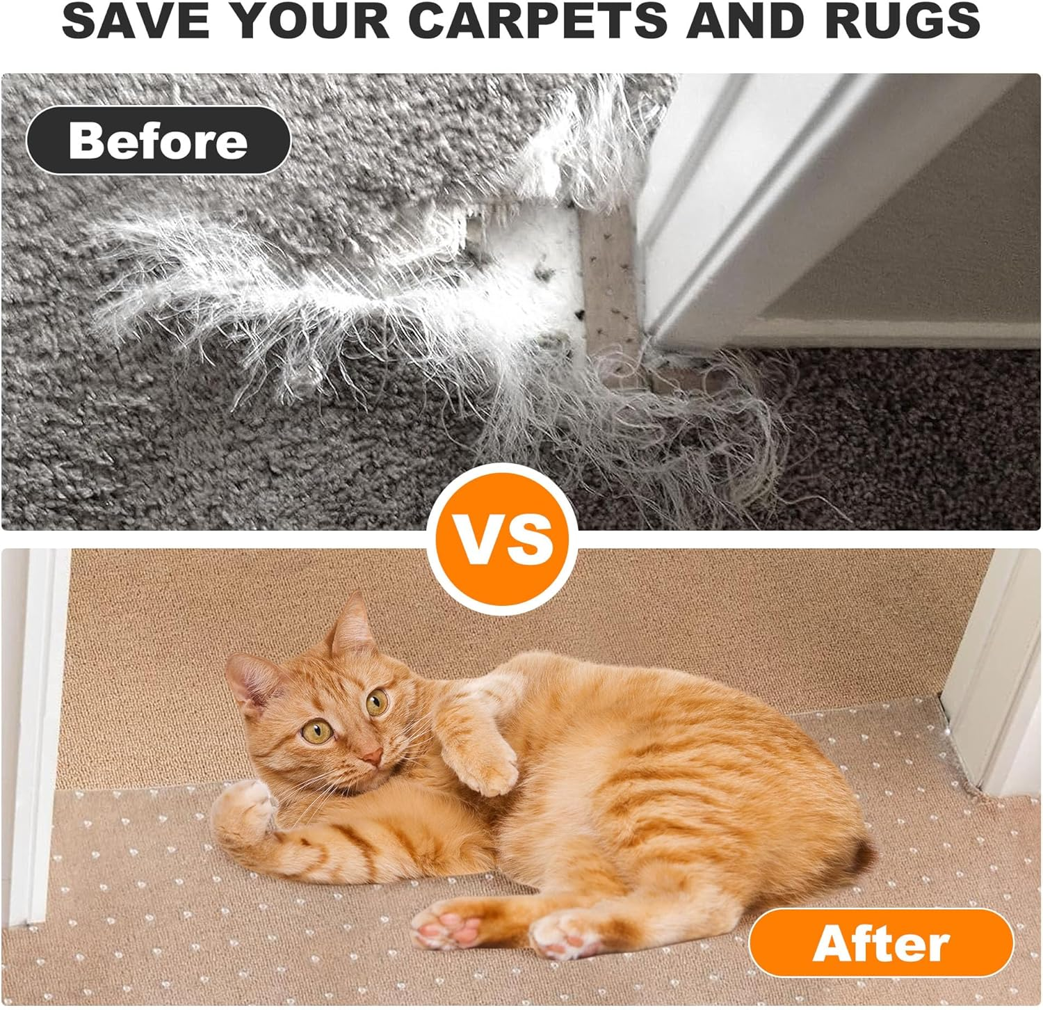 Upgraded Carpet Protector for Pets, PIONIQUS Cat Doorway Scratch Guard Mat, anti Scratch under Door Plastic Mat, Easy to Cut Durable Scratch Stopper for Carpet Floors, Non-Slip, Heavy Duty, 38&times;110Cm image number 4