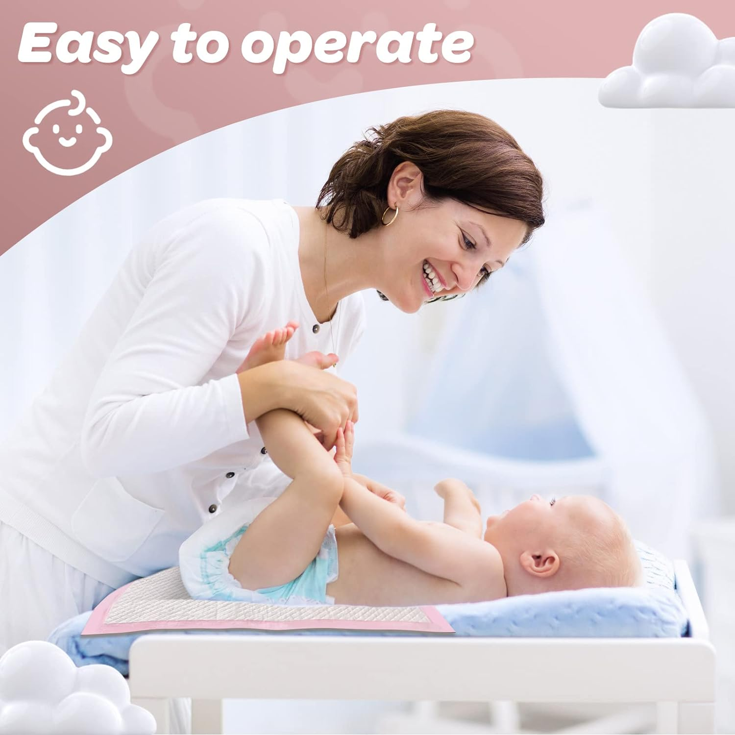 Disposable Changing Pad Liners Pack of 100 Baby Incontinence Changing Pads Diaper Underpads Ultra Soft Super Absorbent Waterproof Mat 13 X18 In image number 3