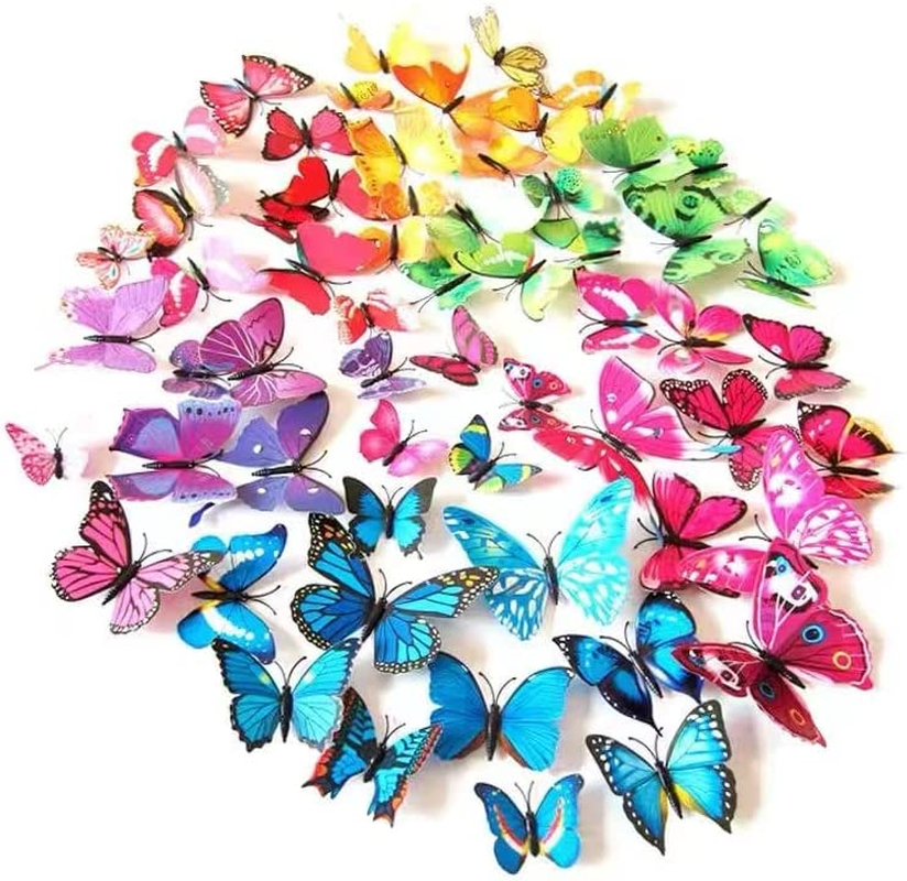 ZDY 72PCS 3D Colorful Butterfly Wall Stickers, Butterfly Wall Decals, DIY Art Decor Crafts for Classroom Offices Kids Bedroom Nursery Room(Purple, Blue, Pink, Red, Yellow, Green) image number 6