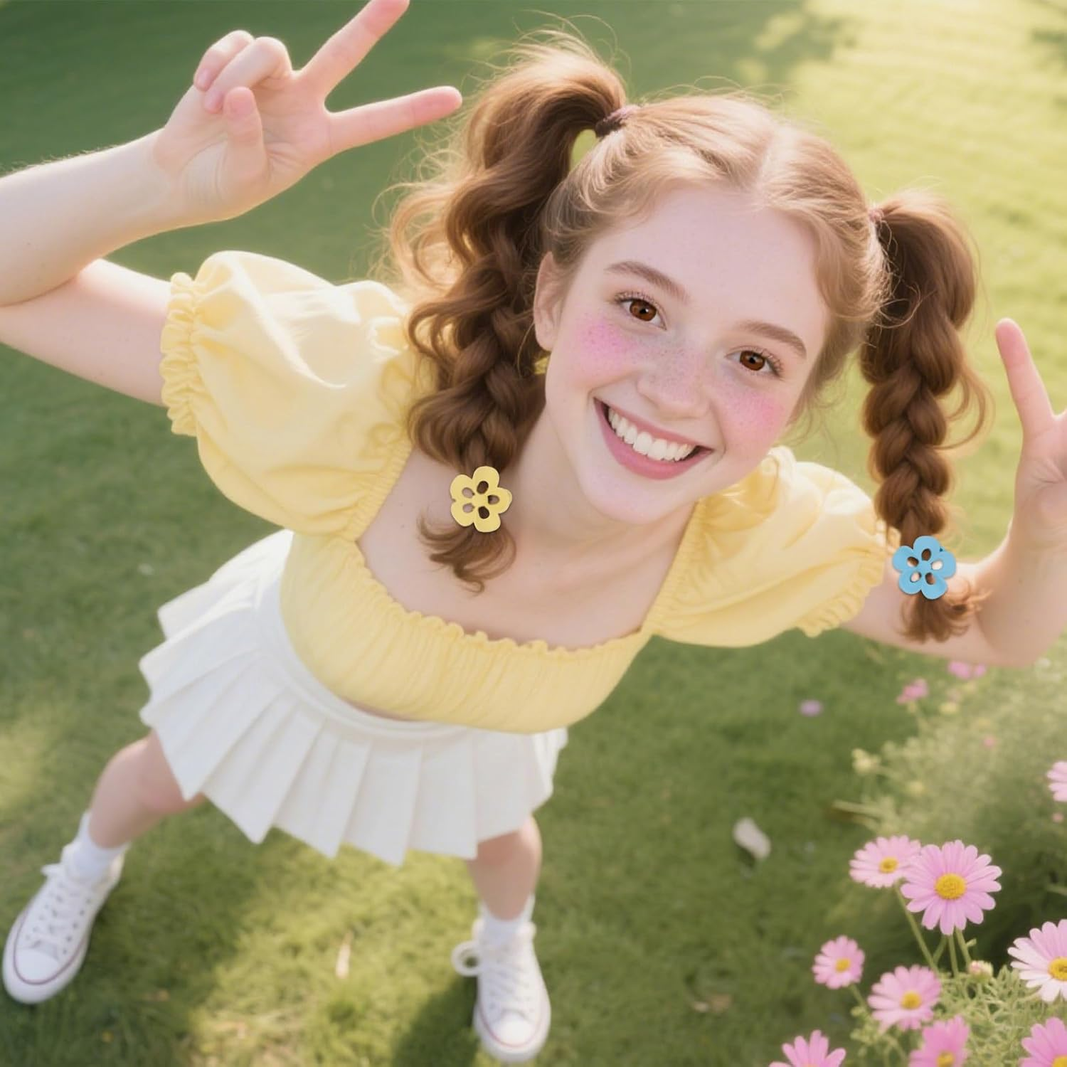 Pruadeor Pack of 24 Flower Hair Clips Small for Girls Women Flower Hair Clip Love Hair Accessories