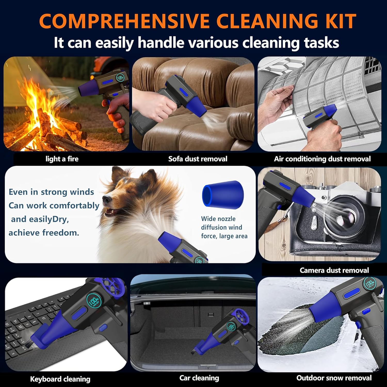 Electric Air Duster-130000Rpm Super Power Cordless Air Duster, 3-Gear Adjustable Mini Blower with Rechargeable Battery, Dust Blower for Computer, Keyboard, House, Air Blower Gun, Outdoor and Car image number 1