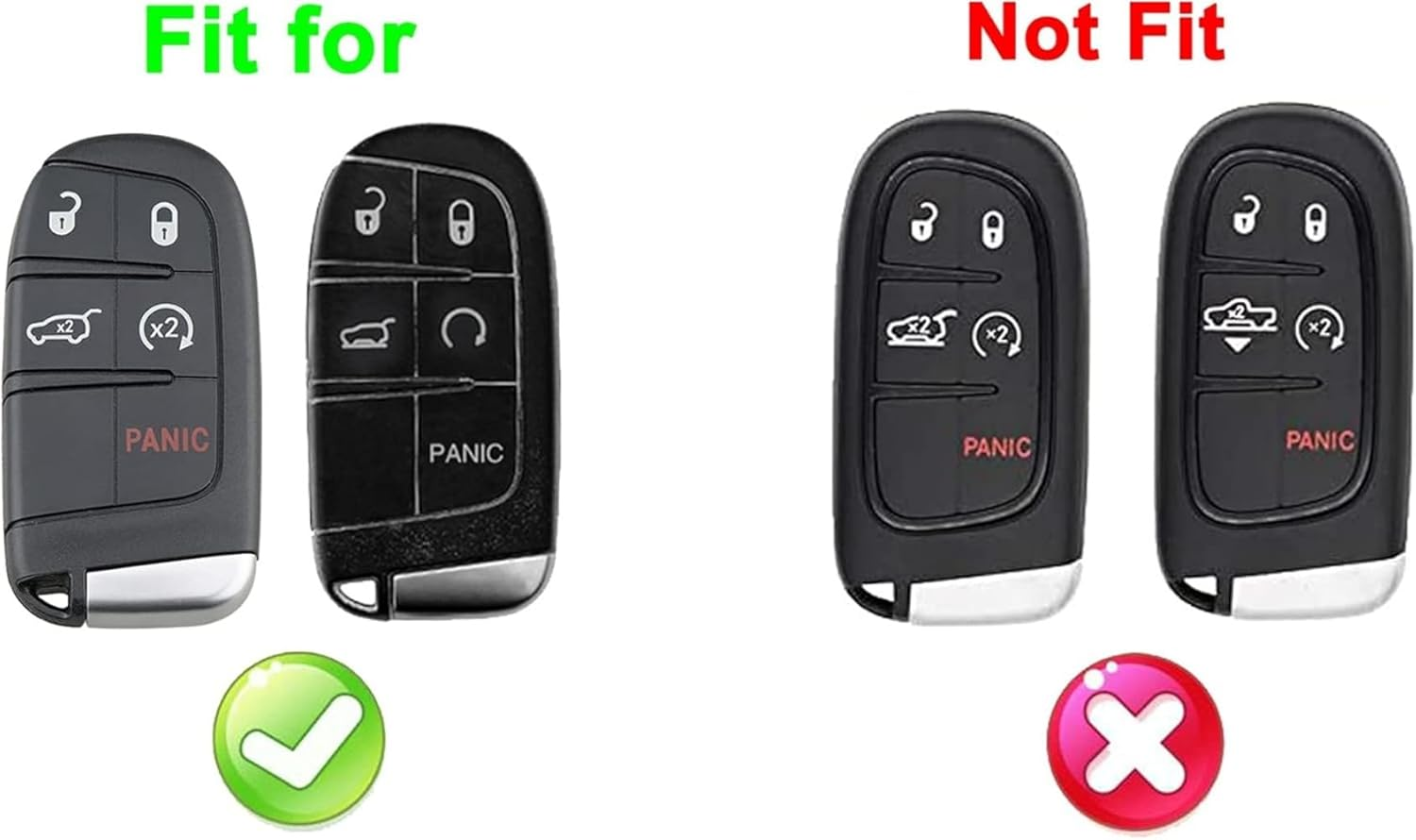 5 Buttons Carbon Fiber Style Key Fob Cover Case Fit for Jeep Grand Cherokee Renegade Chrysler 200 300 Dodge RAM Durango Charger Challenger Journey Dart Fiat Keyless Entry Remote Case Holder (Black)