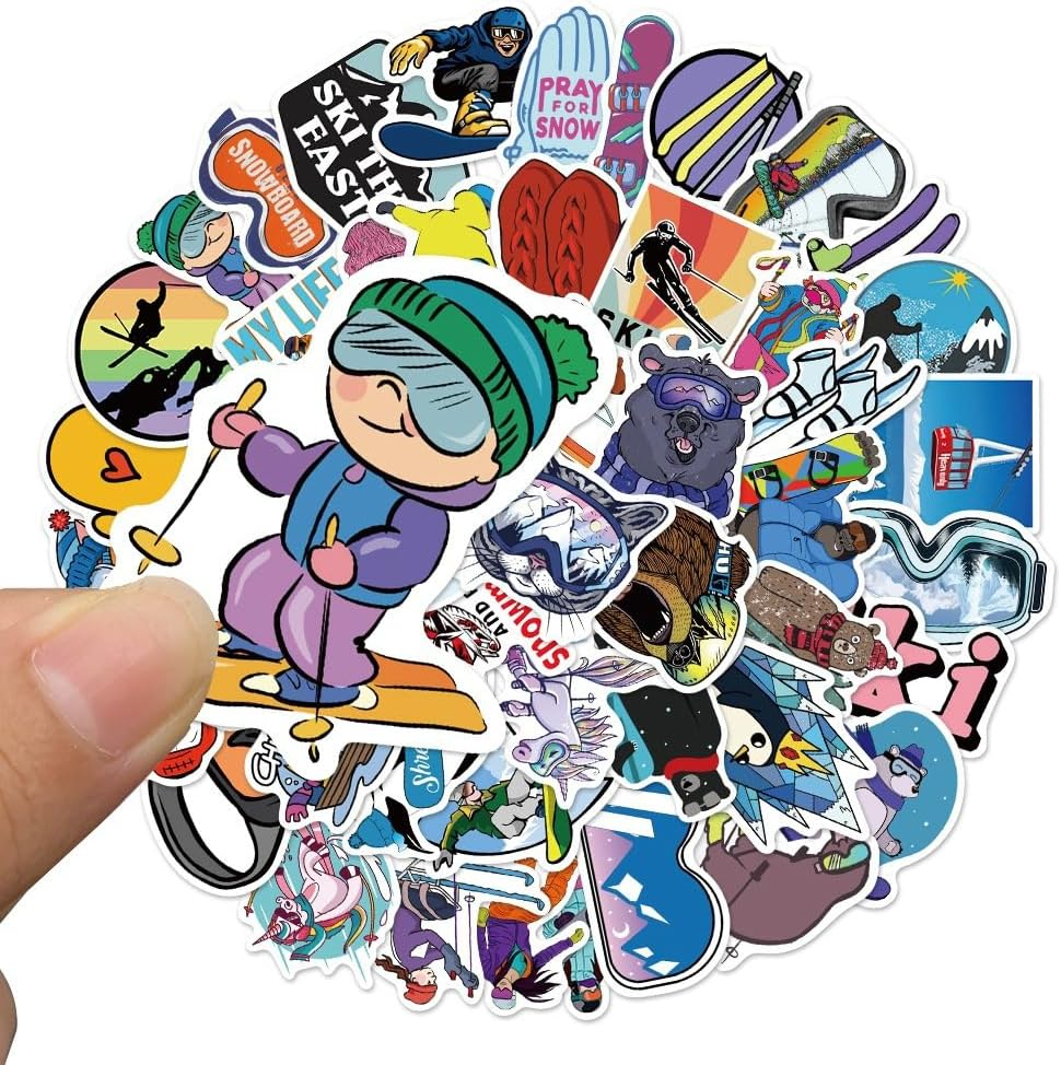 50Pcs Ski Sports Stickers Skateboard Vinly Decal Suitcases Walls Bicycles Cars Luggage Helmets Campers Backpacks for Kids Teens