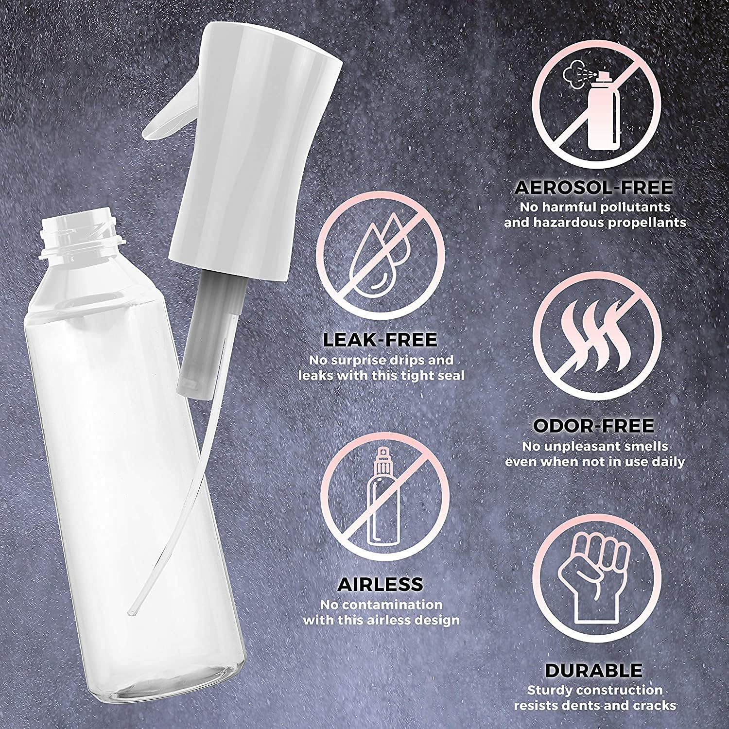 Continuous Spray Bottle, Hair Spray Bottle Continuous Water Mister Spray Bottle Empty Ultra Fine for Hair Styling, Pets, Plants, Cleaning, Misting & Skin Care, Salons (Clear-300Ml-2Pack) - Clear-200Ml-2Pack image number 5