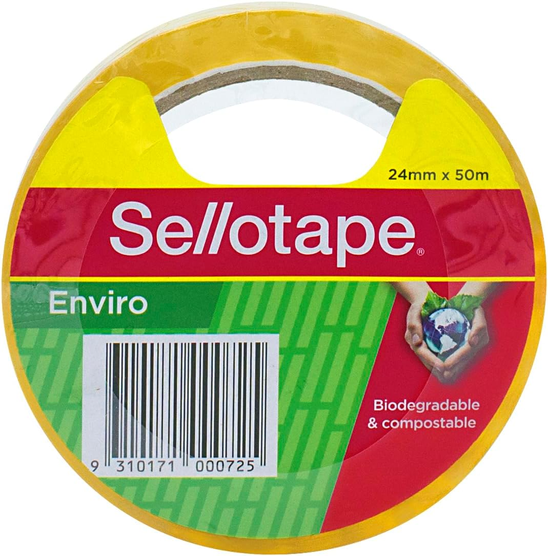 Sellotape Enviro Tape, Biodegradable and Compostable, Non-Static for Easy Handling, Ideal for Gift Wrapping and Office Use, Includes 24Mm X 50M Tape Roll - 6 Pack image number 1