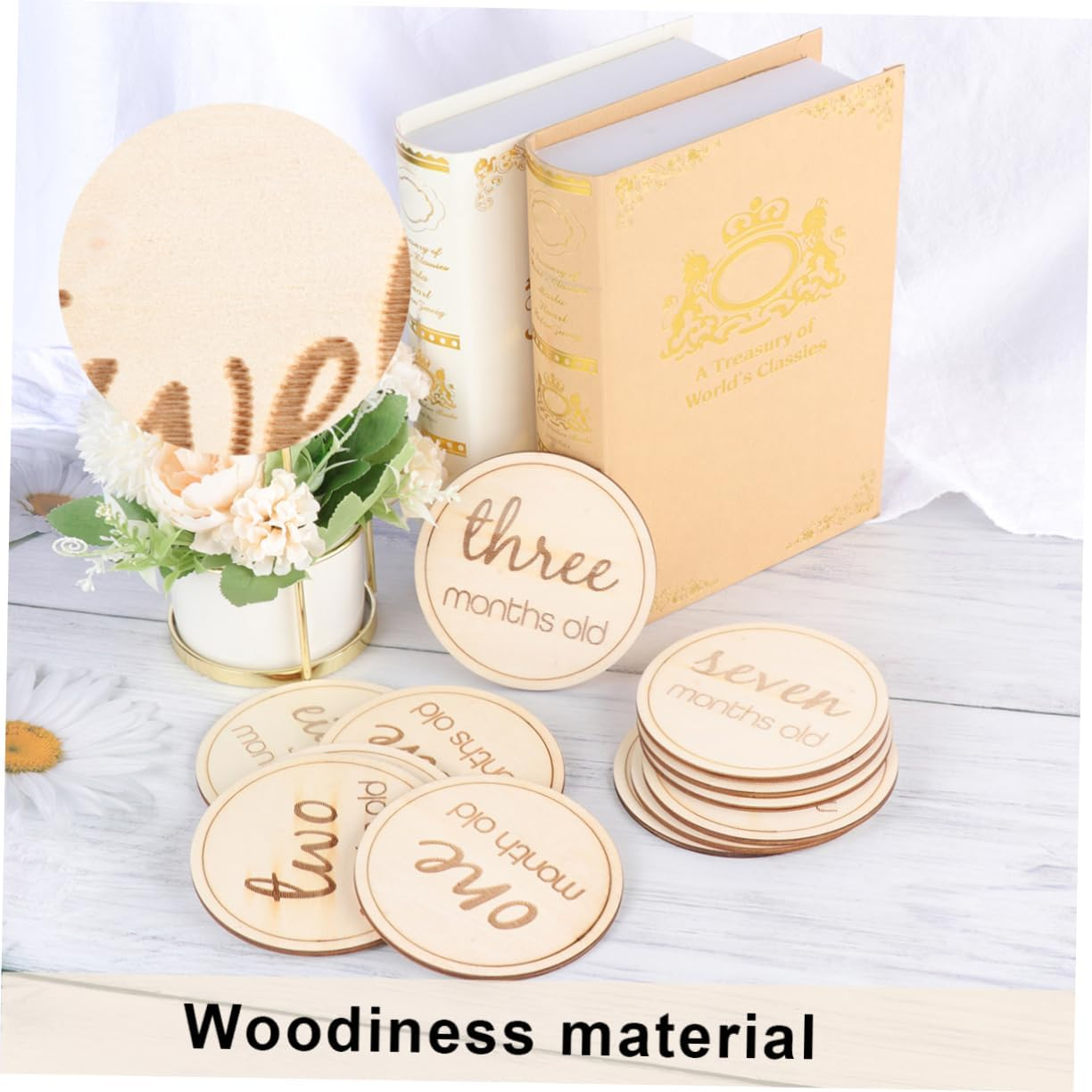 VANZACK 12Pcs Milestone Cards Set round Monthly Number Cards for Newborn Photography to Celebrate Growth and Birthdays Adorable Design image number 2