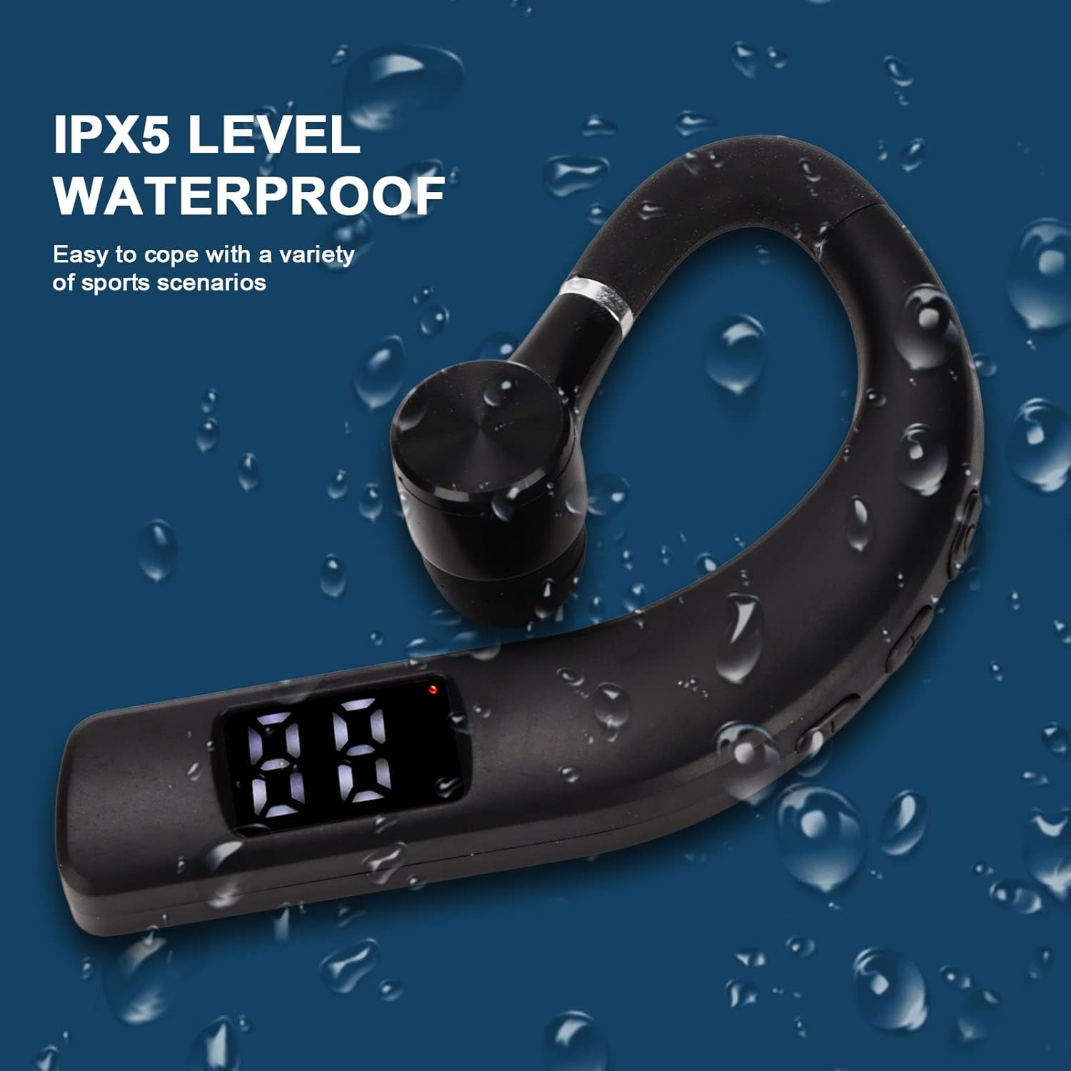 ASHATA Bluetooth Earphones for Mobile Phone, Single Ear IPX5 Waterproof Bluetooth 5.2 Headphones, 180 Degree Rotating Ear Hook Headphones for Sports, Running, Driving, Business image number 4