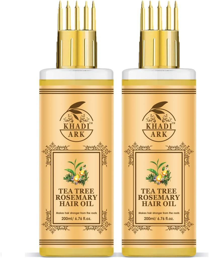 Tea Tree_Rosemary Oil with Comb Applicator for Healthy Strong More Deep Root Nourishment Hair & anti Dandruff (200 ML Each, Pack of 2) 400 ML