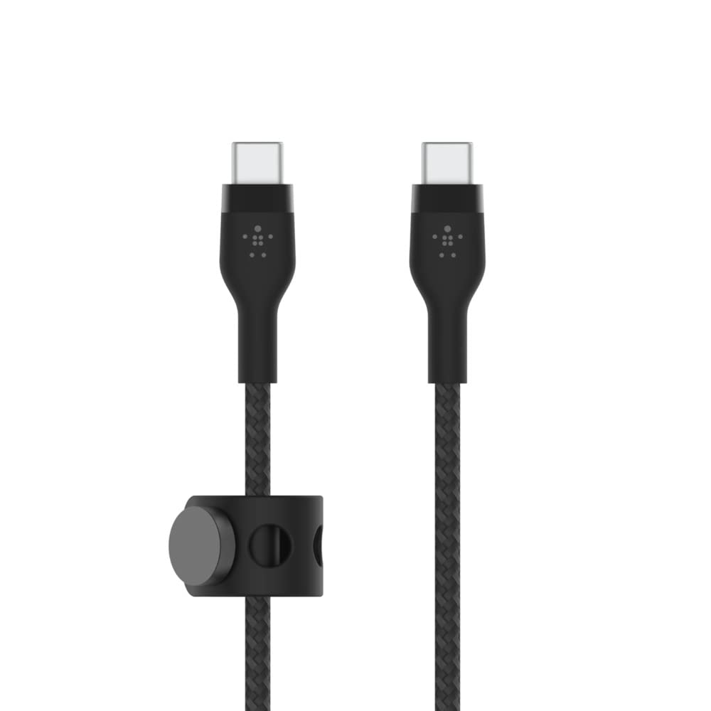 Belkin Boostcharge Pro Flex Braided USB Type C to C Cable (1M/3.3FT), USB-IF Certified Power Delivery PD Fast Charging Cable for Macbook Pro, Ipad Pro, Galaxy S21, Ultra, plus and More - Black