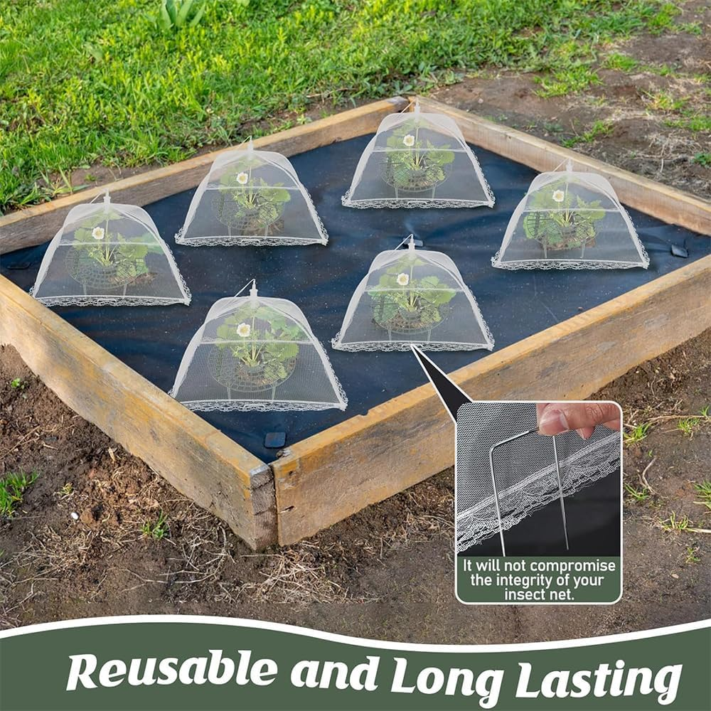 4 Sets Strawberry Plant Support with Mesh Plant Cover,Strawberry Growing Racks Sets with Iron Plant Nails and Storage Bag Planting Stand for Garden Vegetables image number 3