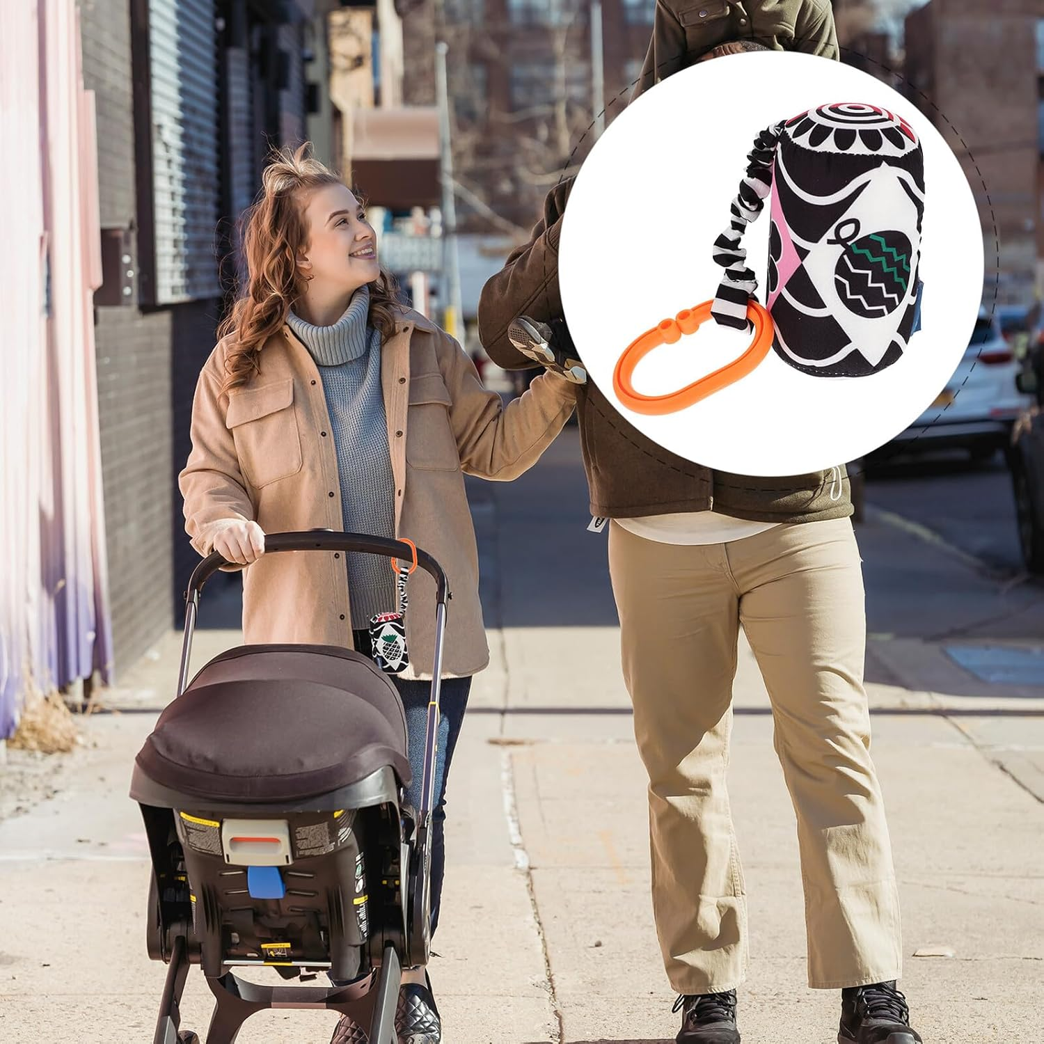 Didiseaon Geometric Shape Crib Hanging for Newborns Stroller Sensory Ring with Smooth Surface Color Shape Recognition Easy Grip for Development image number 6