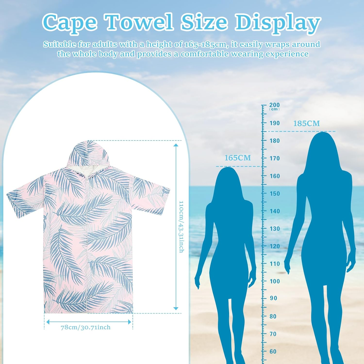 Rdjeokf Changing Towel Robe Hoodie, with Hood | for Changing Out of Your Wetsuit and Keeping Warm, for Surfing, Swim Team and Water Polo, Lightweight, One Size Fits Most (Pink) image number 2