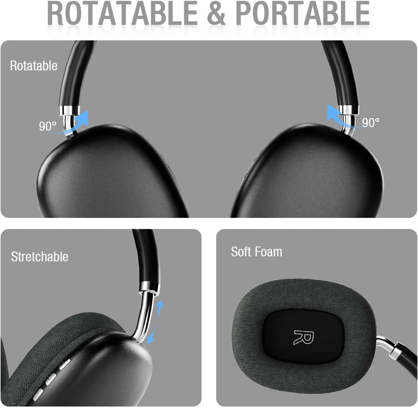 SUNJOM Wireless Bluetooth over Ear Headphones, Hi-Fi Stereo, 30H Playtime, Hands-Free with Mic, Voice Assistant, FM Radio for Sports, Travel, Work (Black) image number 1