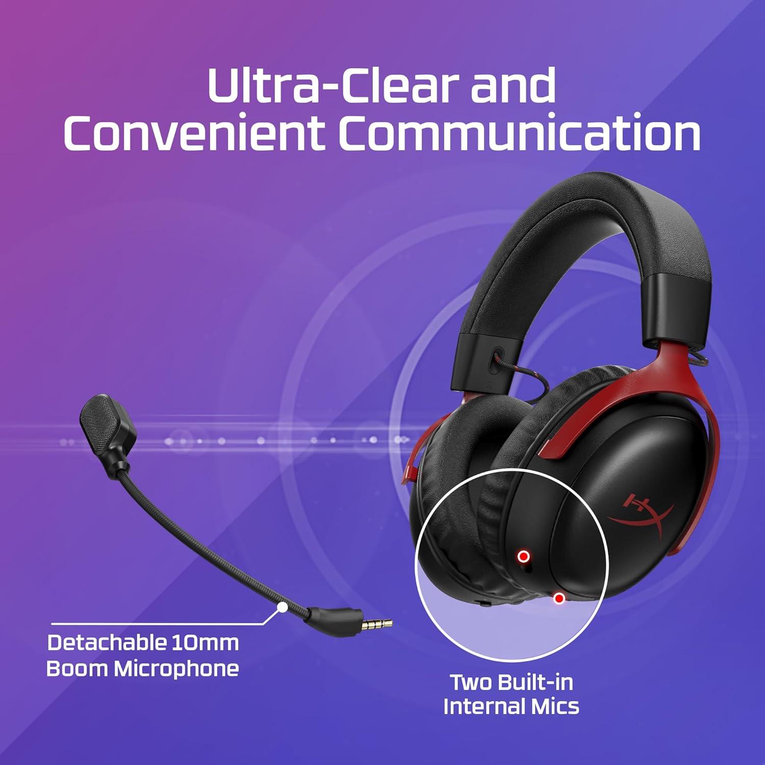 Hyperx Cloud III S - Wireless Gaming Headset, Multiplatform, 2.4Ghz, Bluetooth, Battery Life up to 120 Hours, 2.4Ghz, 53Mm Tilt Driver, 10Mm Detachable Microphone - Black/Red