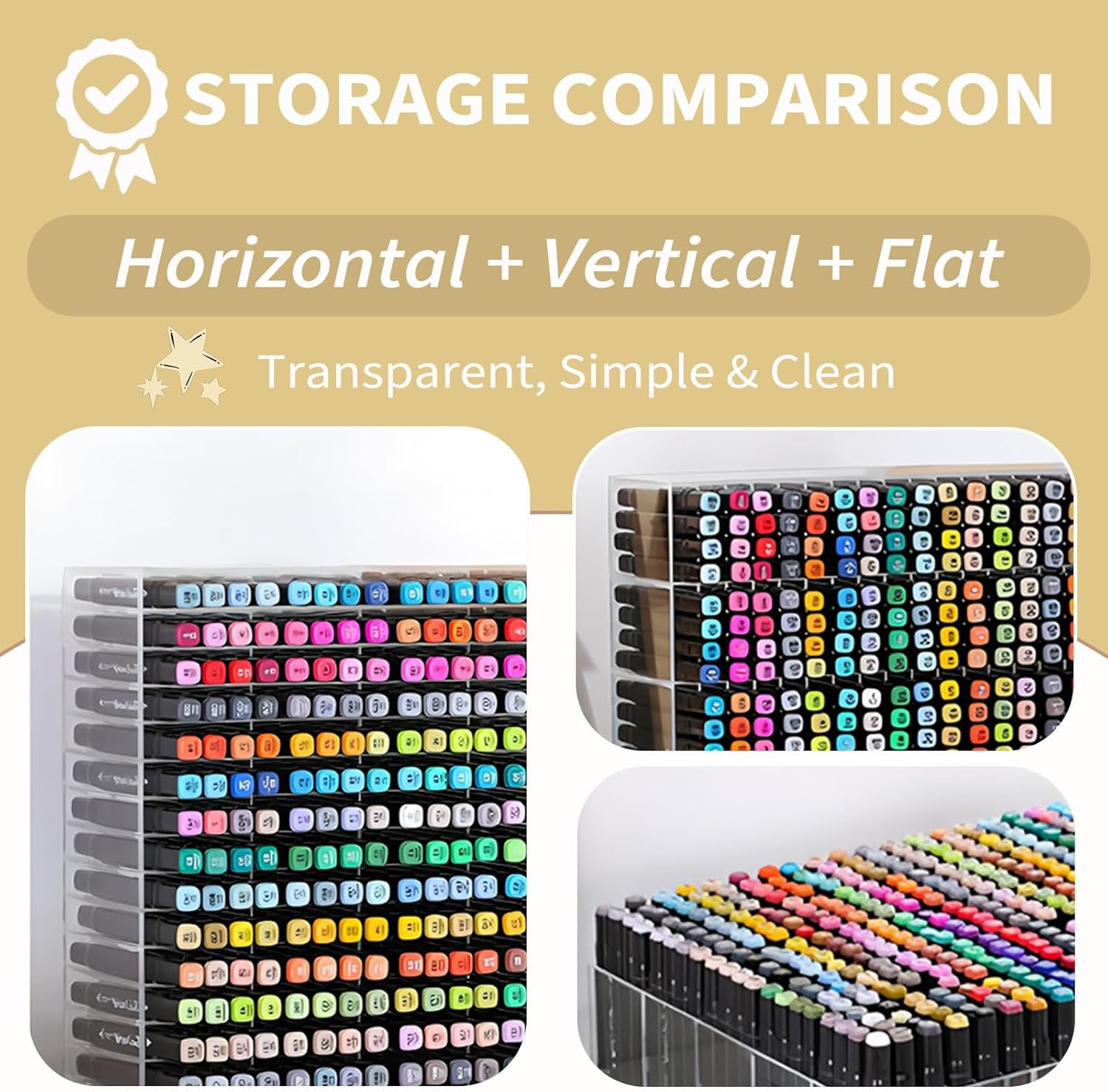 256 Markers Acrylic Marker Organizer, Clear Pencil Holder Markers - Large Horizontal Art Marker Storage Rack for Desk, Vertical Marker Holder Shelf for Acrylic Paint Pens