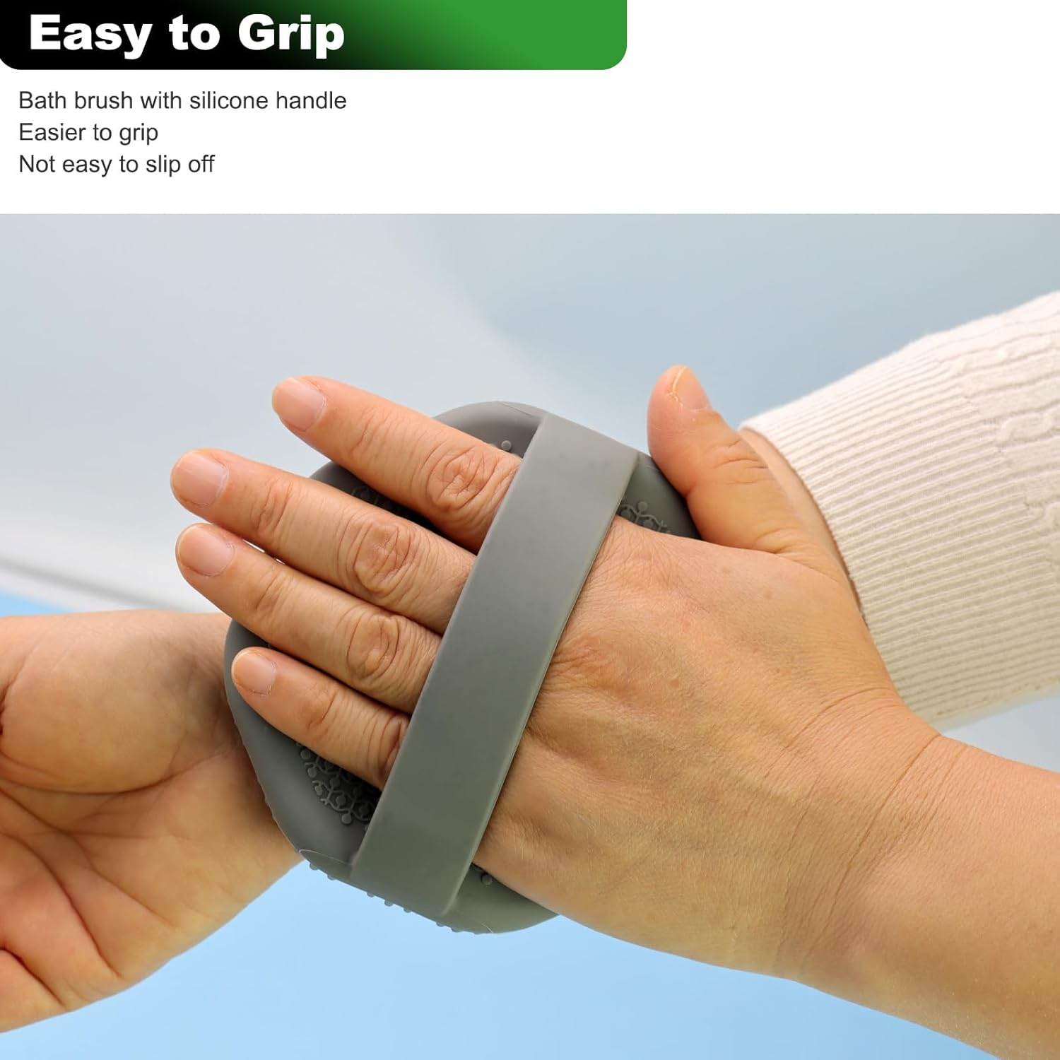 2-Pack Silicone Body Scrubber Shower Brushes,Exfoliating Body Scrubber for All Skin Type, Eco Friendly Shower Scrubber for Body, Silicone Body Brush for Showering (Gray & Purple) - Black  Green image number 7