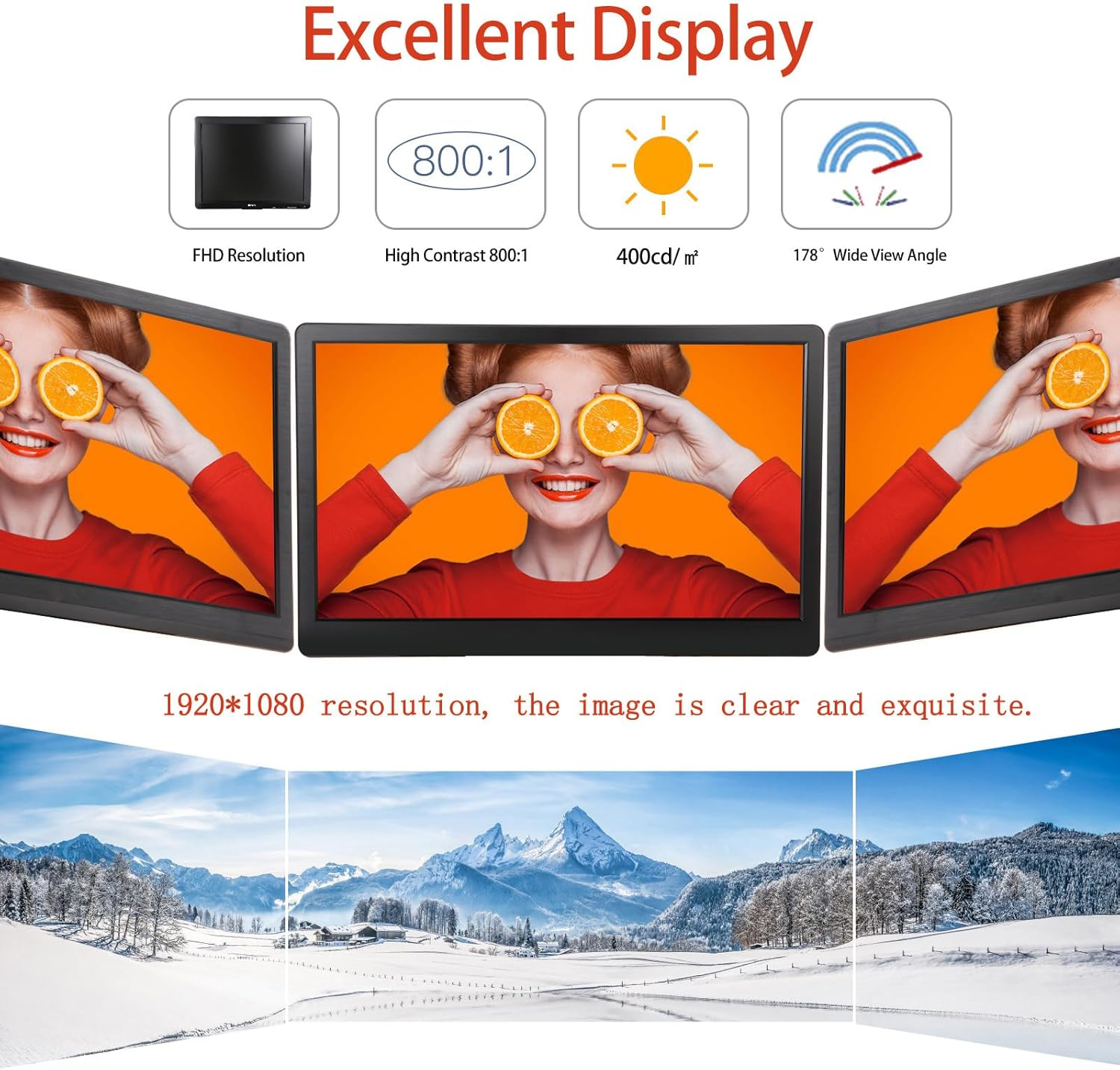 24 Inch Touch Screen Monitoring Security Camera Monitor, LCD Display, Multi-Function Interface, HDMI, BNC, VGA, AV, USB, CCTV Computer Monitors Built-In Speaker 1920X1080 Full HD image number 6