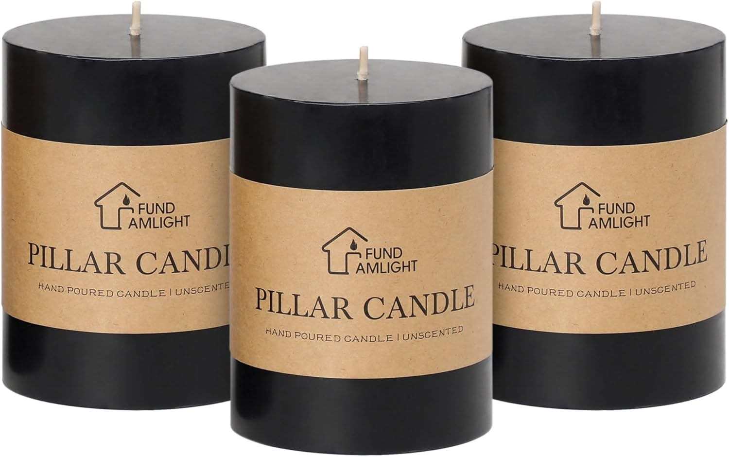 3X4 Inch Yellow Pillar Candles Set of 3 - Decorative Unscented Pillar Candle, Long Burning Dripless Candle for Table Decor, Smokeless Large Pillar Candles for Wedding Table Decor