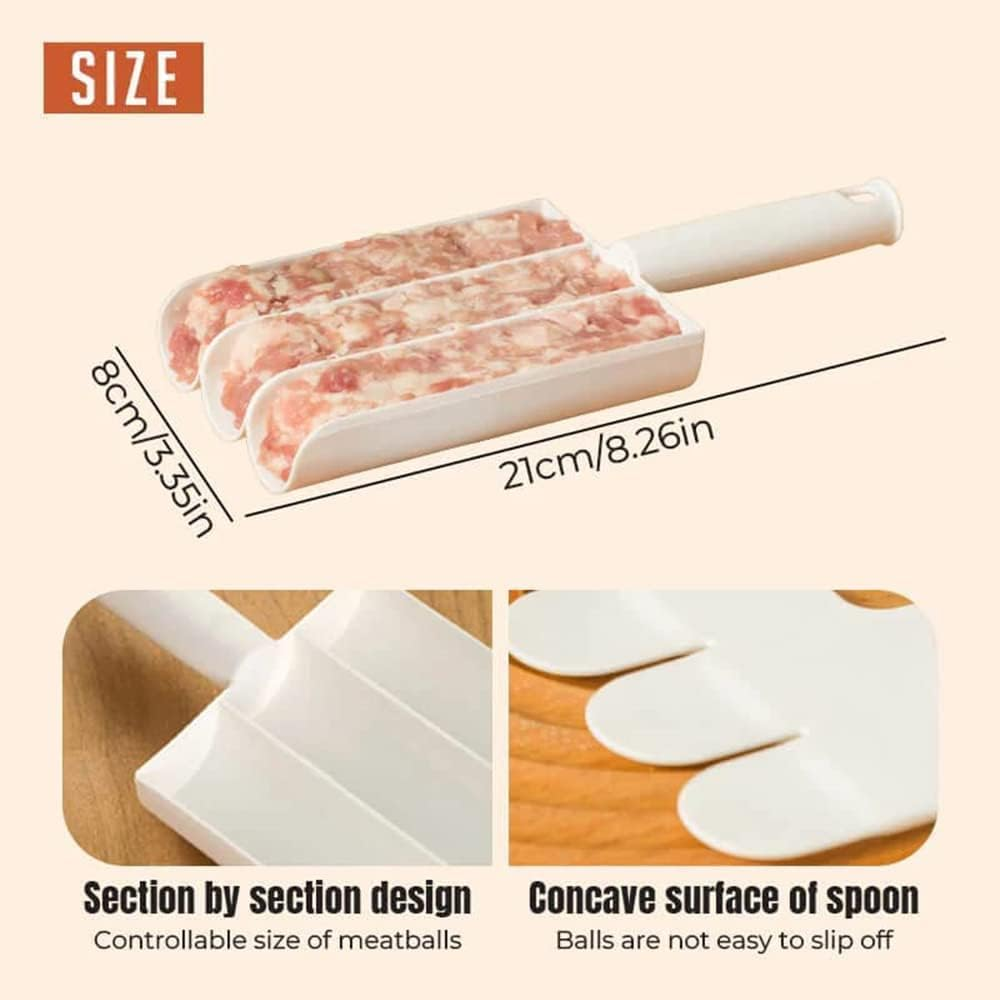 Triple Meatball Maker,Meat Baller Spoon with Cutting Spade,Diy Meatball Making Set for Hot Pot,Home Cooking Tools for Quick Cooping Cookie Dough or Sorbet (1 Pcs) image number 2