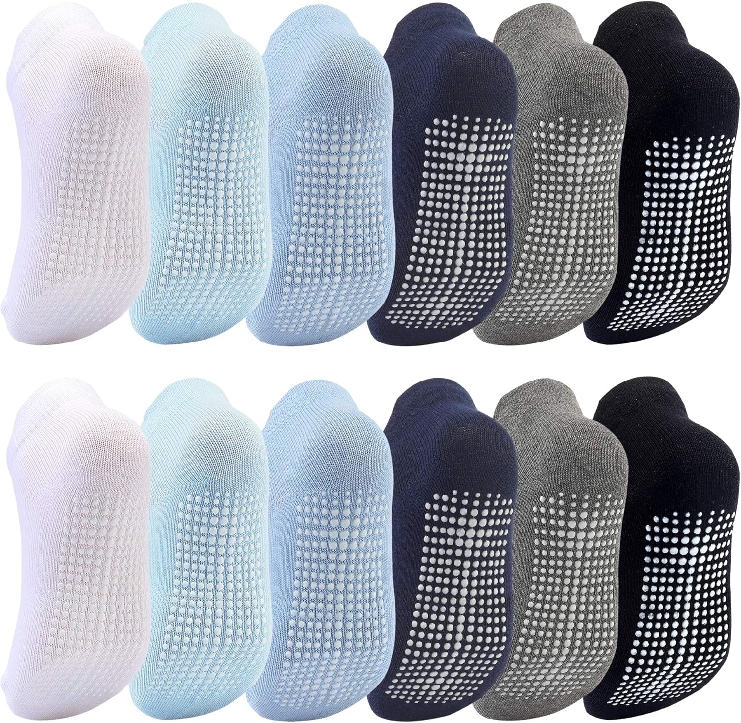 Dicry Non-Slip Toddler Socks Baby Boys Girls Grips Socks Anti-Skid Ankle Infant Kids 6&12 Pairs