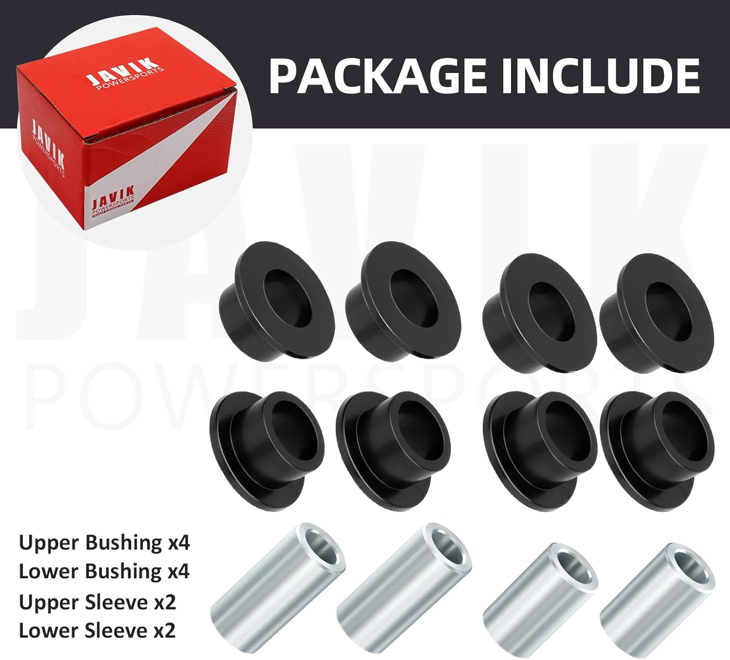 JAVIK Front Shock Bushing Sleeve Kit for Polaris RZR 800 570 Sportsman 550 850 1000 Scrambler 850 image number 2