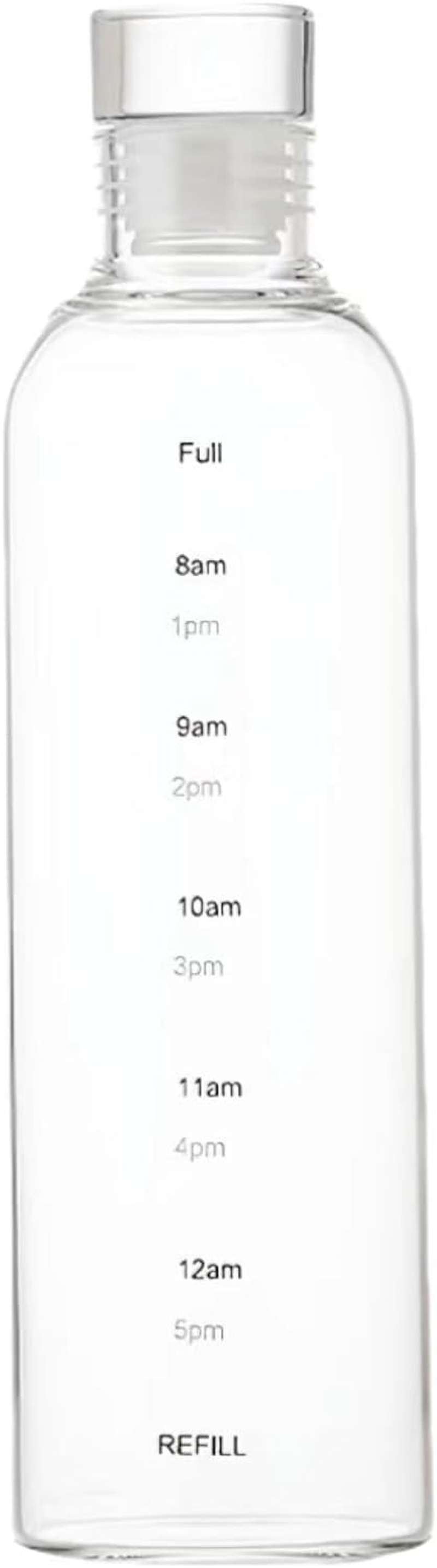 HENGFEI Borosilicate Glass Drink Bottle 1L, Clear Glass Water Bottle with Time Markings and Travel Sleeve, Glass Lid. (1 Litre Transparent)