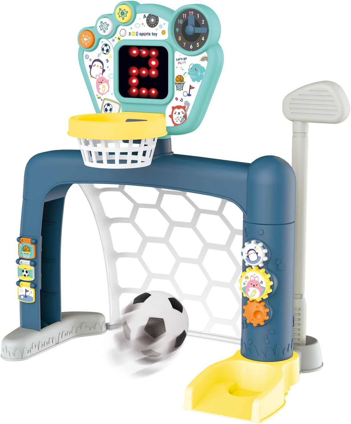 Lenoxx Gem Toys Sports World 3-In-1 Adjustable Indoor Sports Set: Basketball Stand, Soccer Goal, Golf Course - Fun for All Ages! image number 2