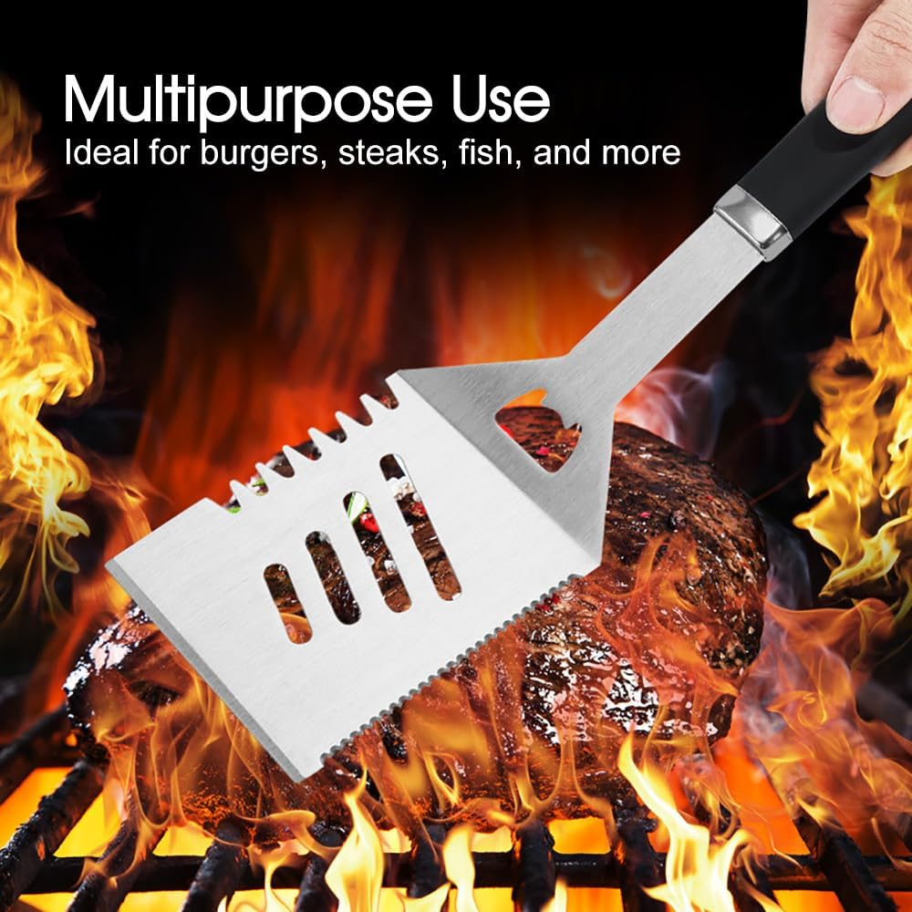 Ledlabs Professional BBQ Spatula Set (1/2/3-Pack) &ndash; 44.5Cm Extra Long Stainless Steel Grill Turner with Bottle Opener &ndash; Heat-Resistant Non-Slip Handle &ndash; Perfect for Burgers, Steaks (1) image number 1