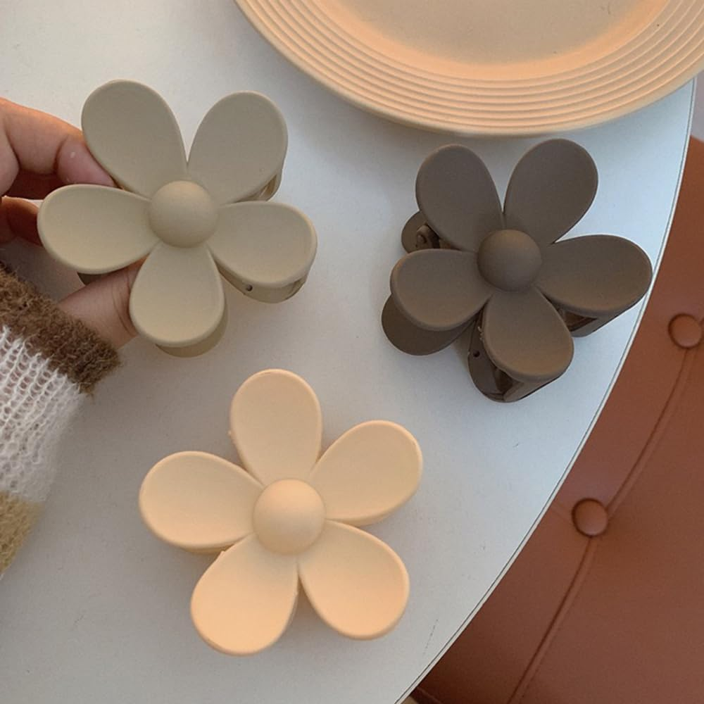 ZSPERKLA 6 Pieces Flower Hair Clips for Thick Thin Hair, Strong Hold, Cute Flower Hair Clips, Non-Slip Large Matte Hair Styling Accessories for Women Girls