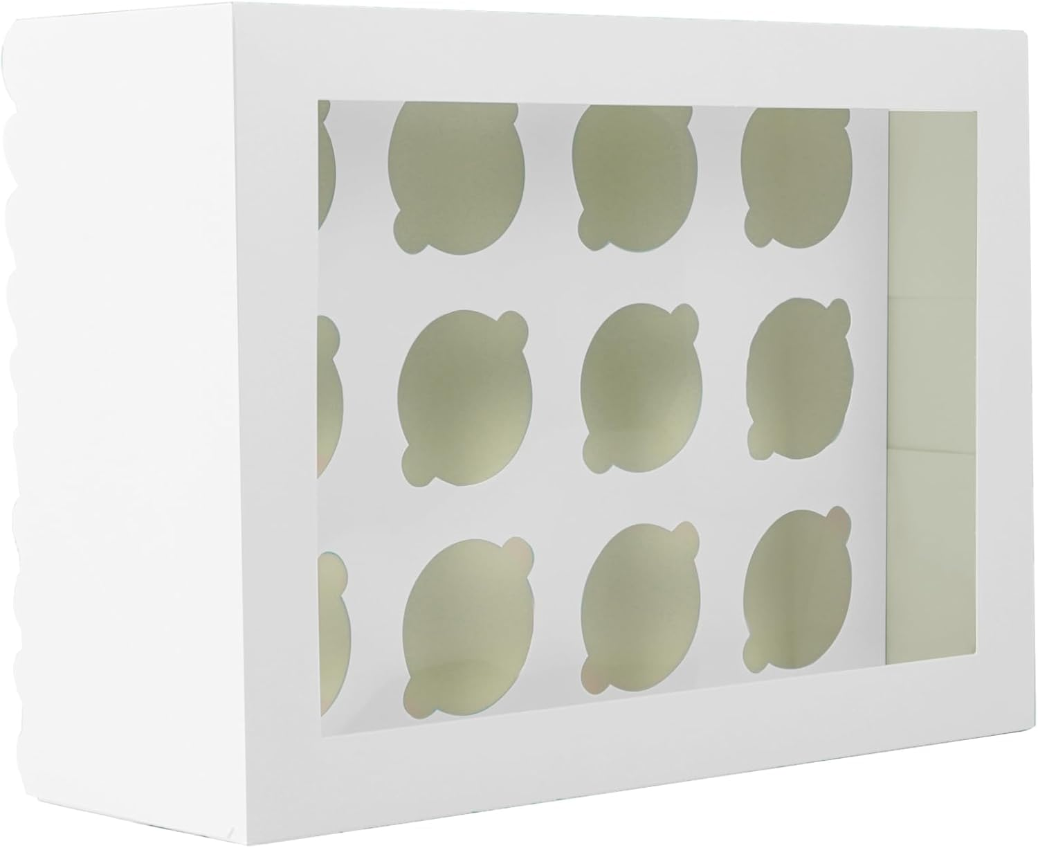 Papyrus Scalloped Tall Cupcake Box with 12 Hole, White image number 2