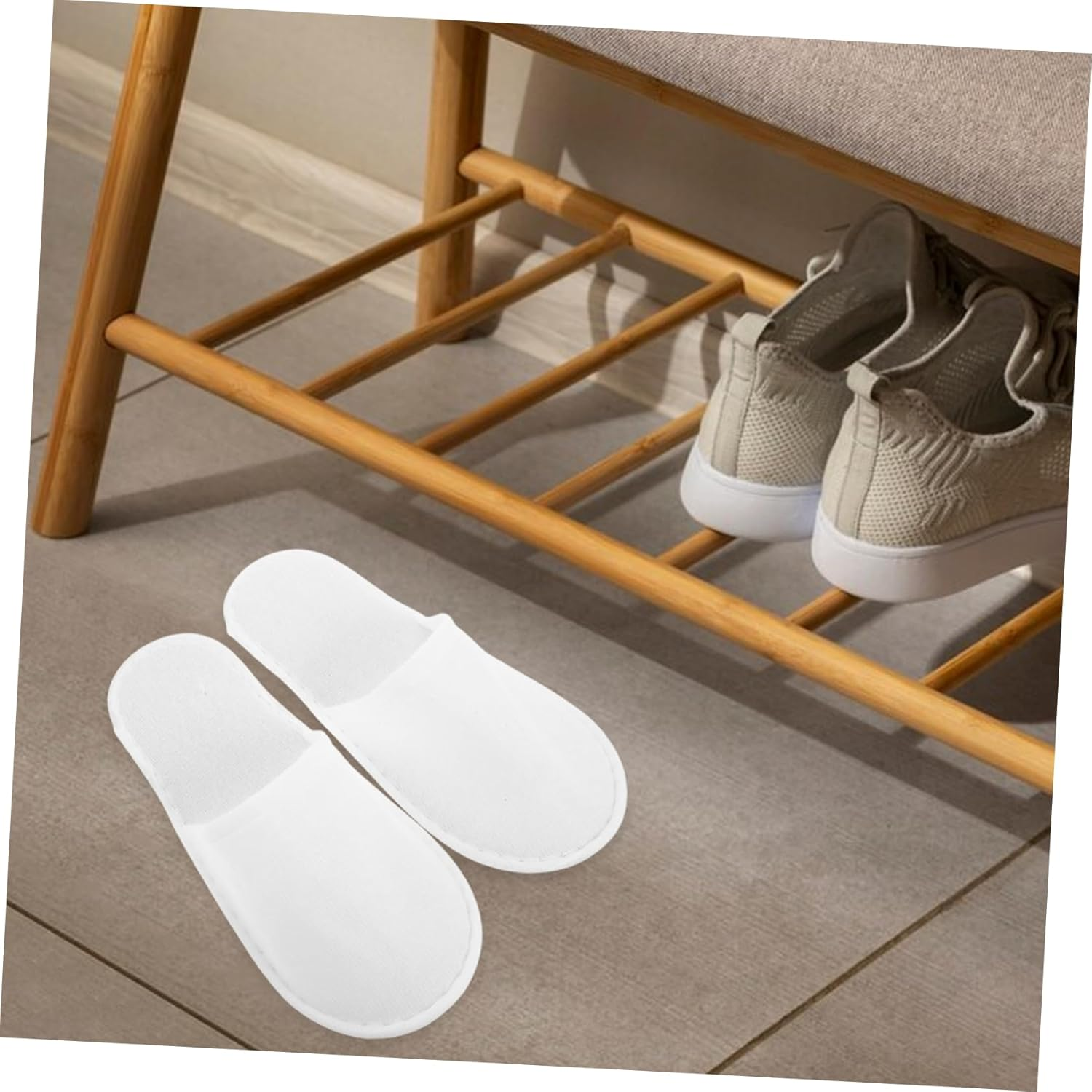 Minkissy 28Pairs Disposable Hotel Slippers White Reusable House Shoes for Guests Skid Design for Travel Home and Spa Use Lightweight Portable