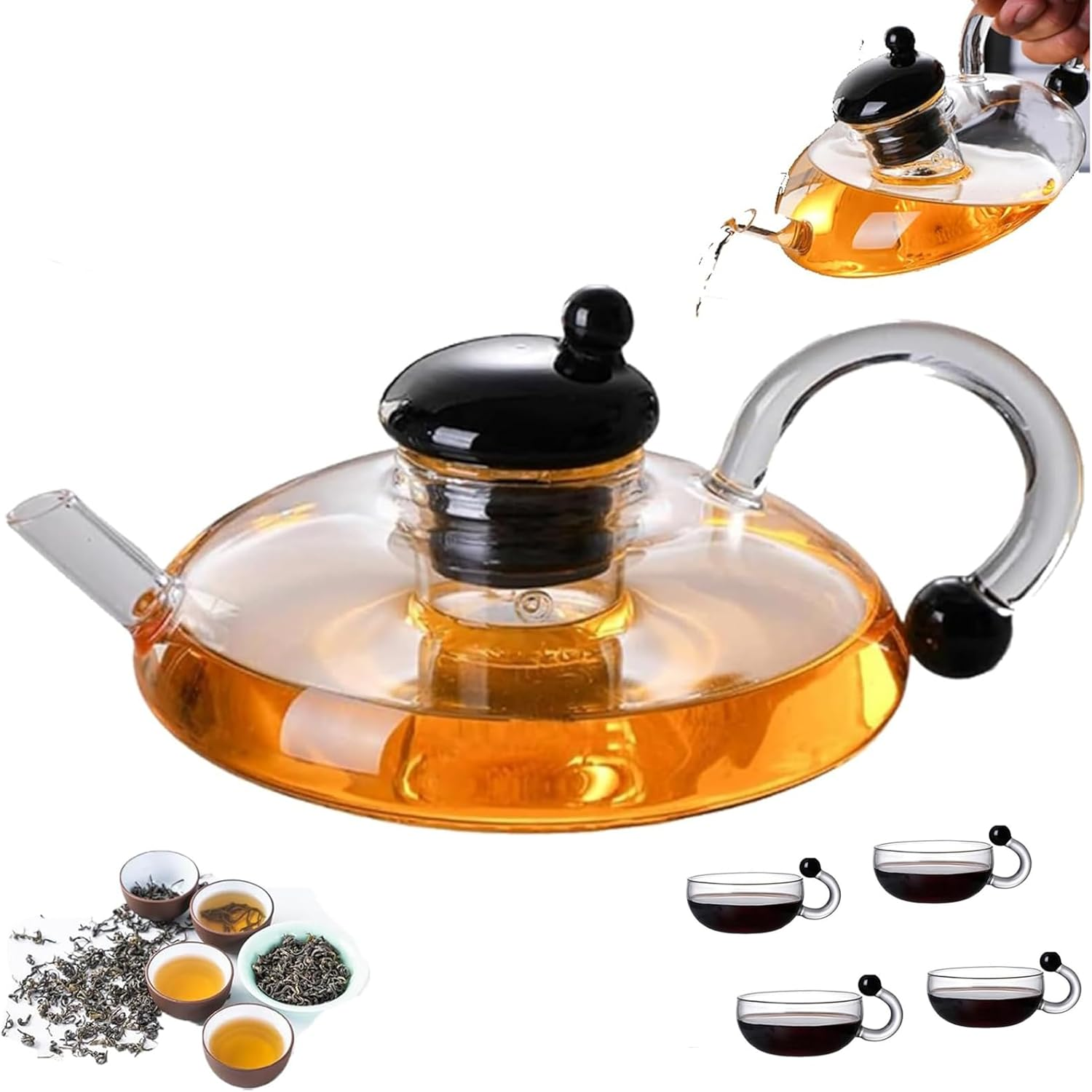 Innovessa Tea Pot, Sereno Filtration Teapot, 600Ml, Borosilicate Glass, Transparent, 5*10*15Cm/1.97*3.94*5.9In
