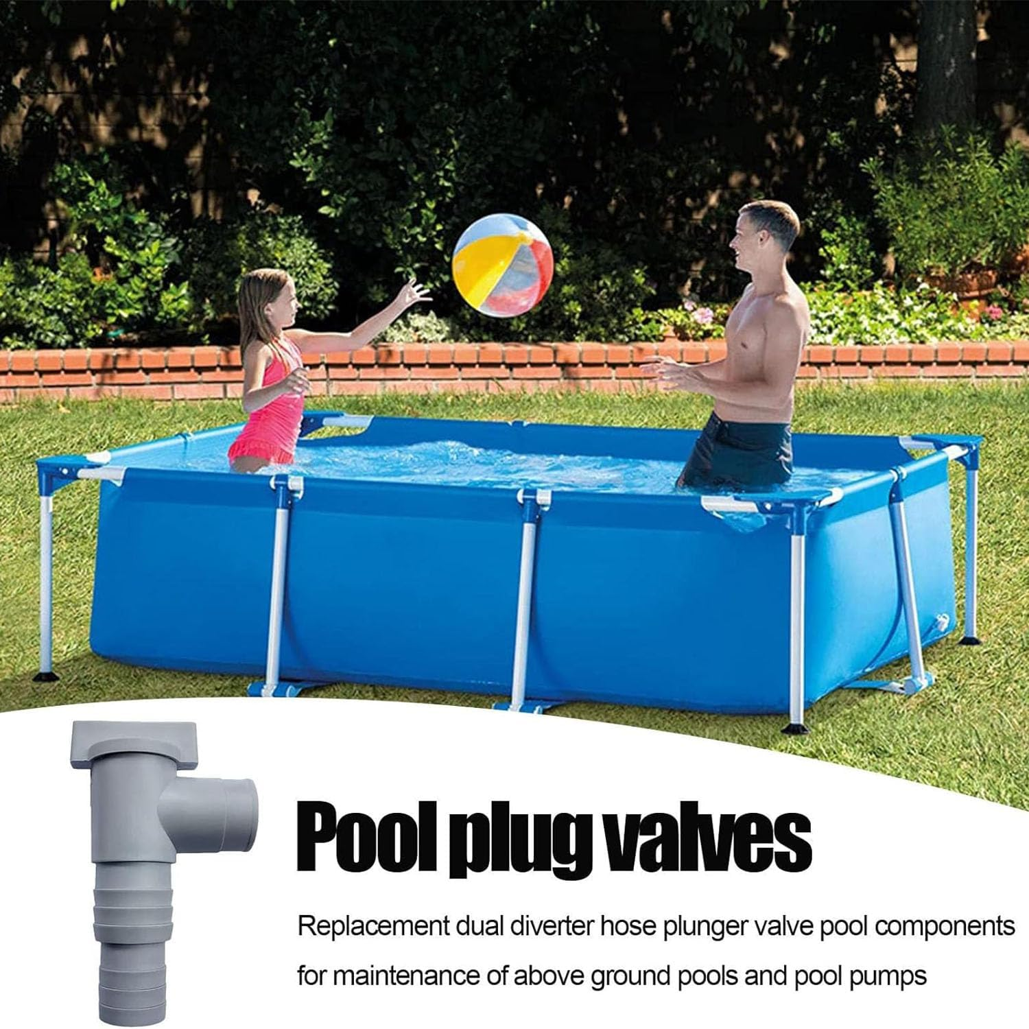 1 Set of Plunger Valves Suitable for 32Mm above Ground Swimming Pools, Hose Connection Kit with Hose Clamp, Maintain Swimming Pool Accessories, Pool Replacement Parts image number 2