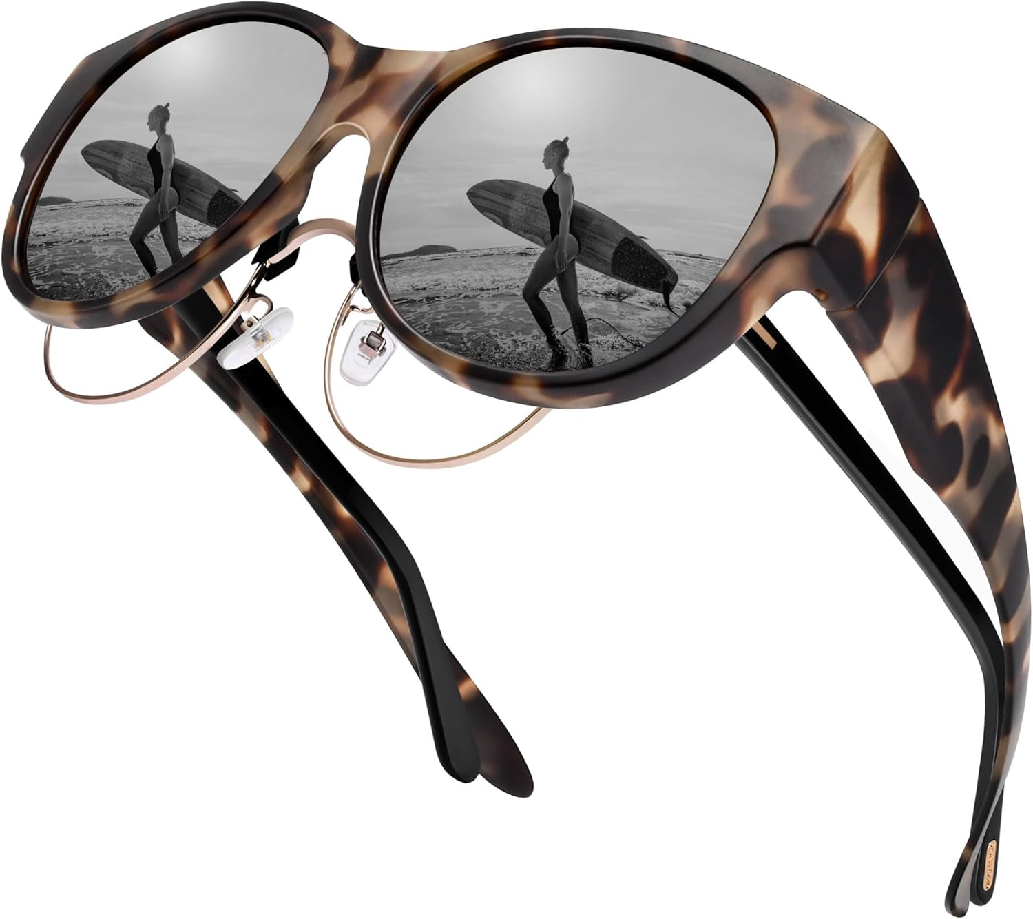 Sunglasses Fit over Glasses, Polarized 100% UV Protection Wrap-Around Sunglasses for Men & Women Driving