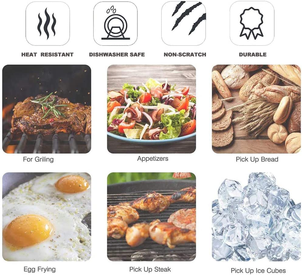 Kitchen Tongs for Cooking with Silicone Tips, Premium Stainless Steel Locking Kitchen Tongs with Stand for Baking, BBQ and Salad (12-Inch & 9-Inch Tong, plus 8-Inch Pastry Brush, Red) image number 6