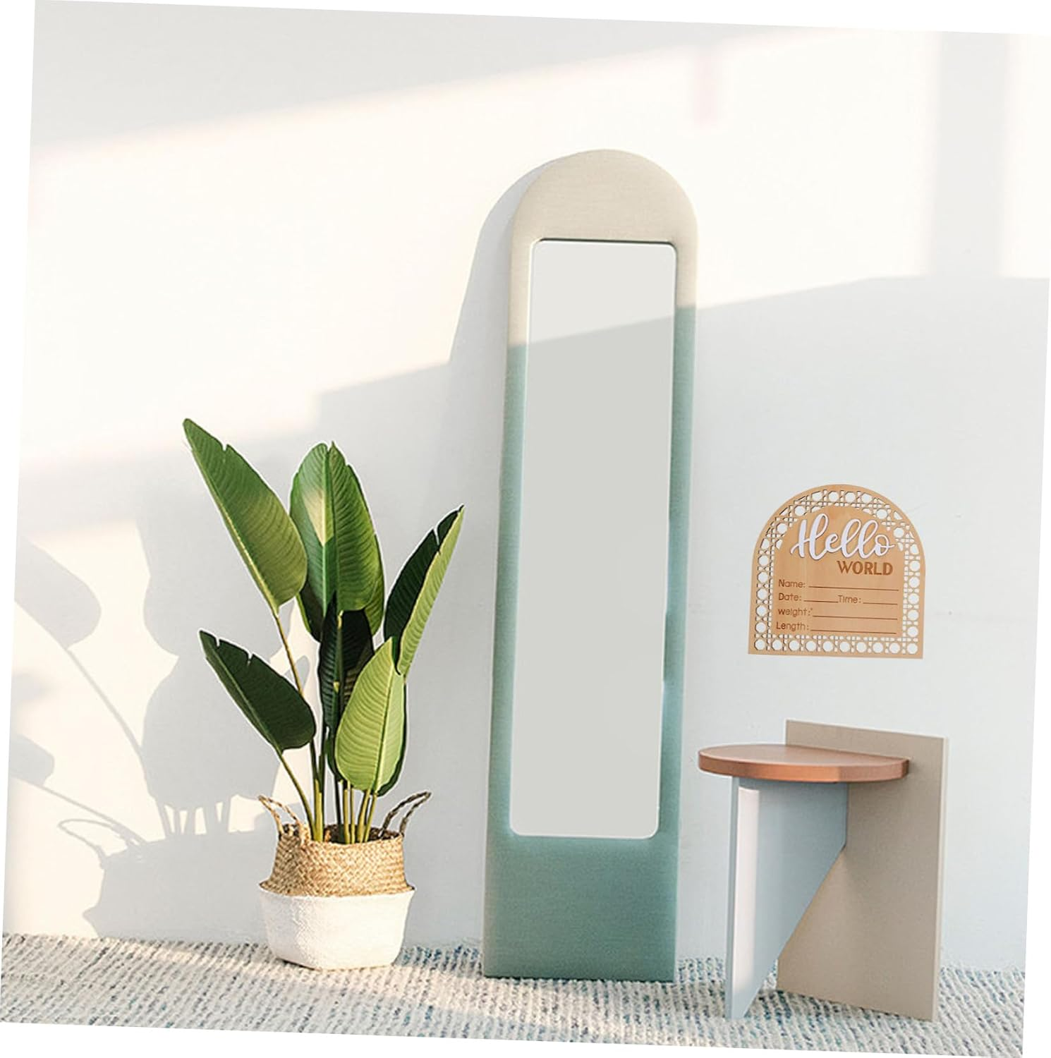 Wooden Infant Birth Announcement Sign Baby Welcome Board Nursery Name Plaque Smooth Surface Newborn Baby Announcement 2Pcs Set image number 5