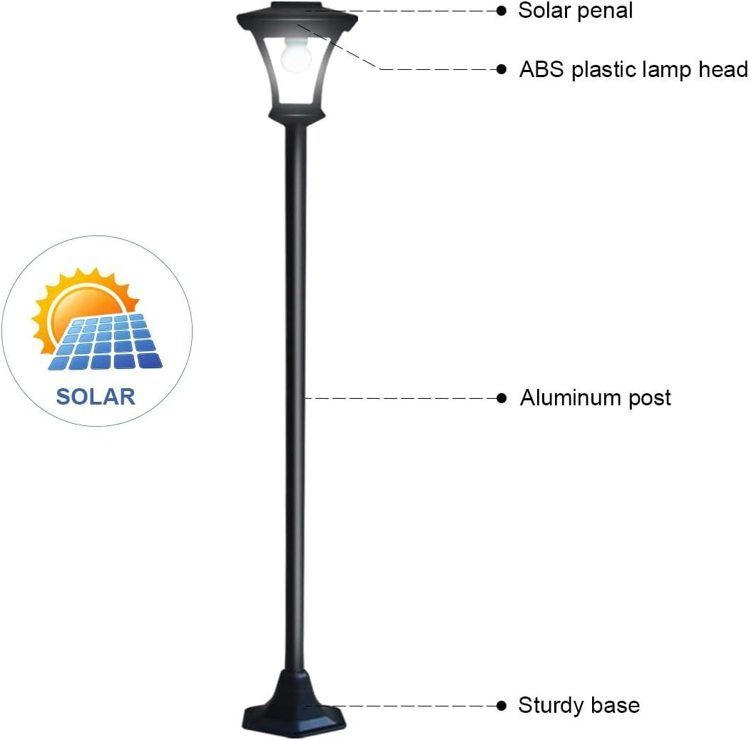 Outdoor Solar Lights Decor Lamp, Solar Powered Vintage Street Lights for Garden, Lawn, Pathway, Driveway, Front/Back Door image number 3