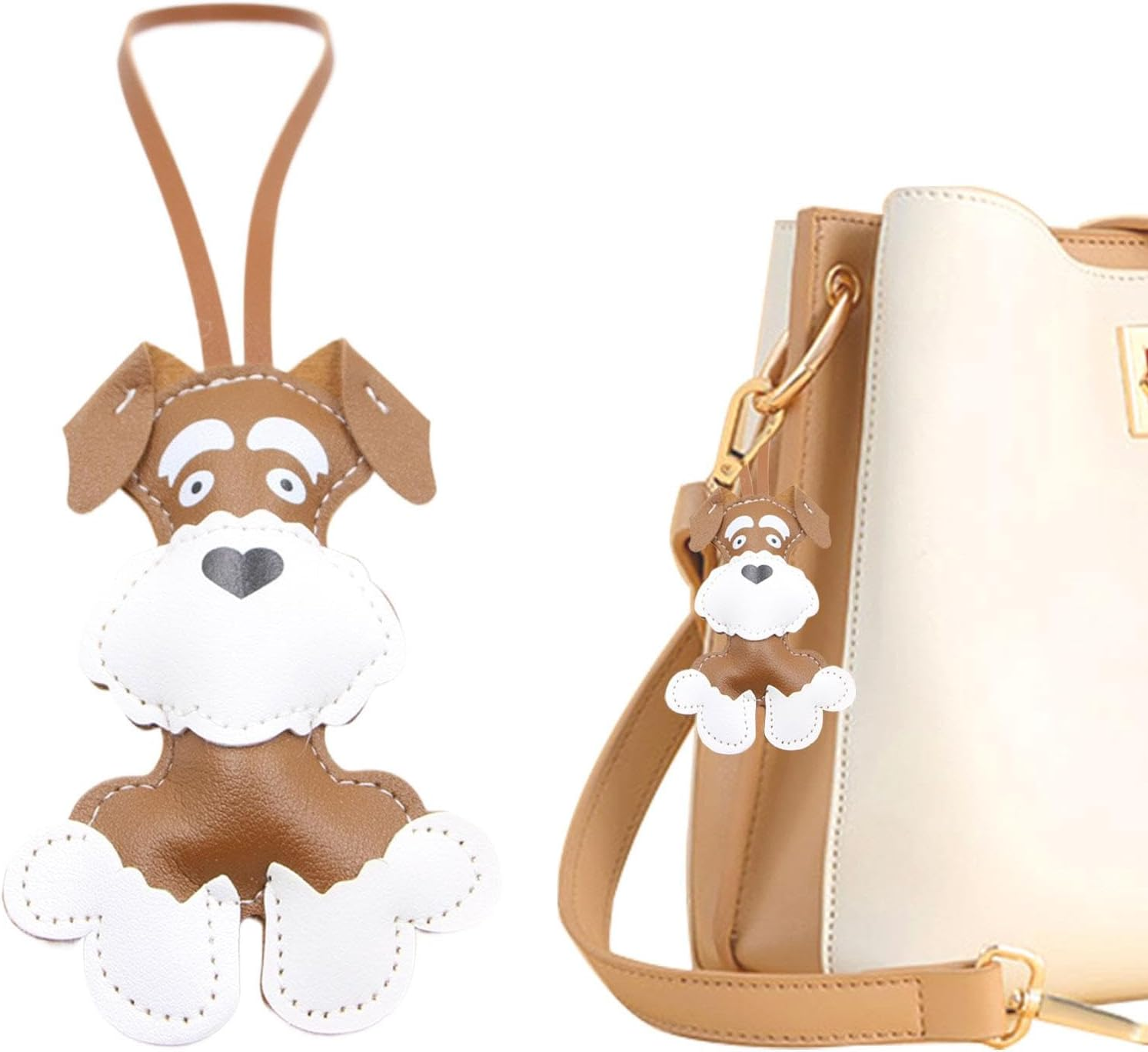 Leather Pet Bag Charm, Dog Backpack Charm, Dog Shape Trailer for Bag | Creative Accessory Puppy Pu Leather Wallet Bag Bag Smart Compound Bag Pendant image number 4