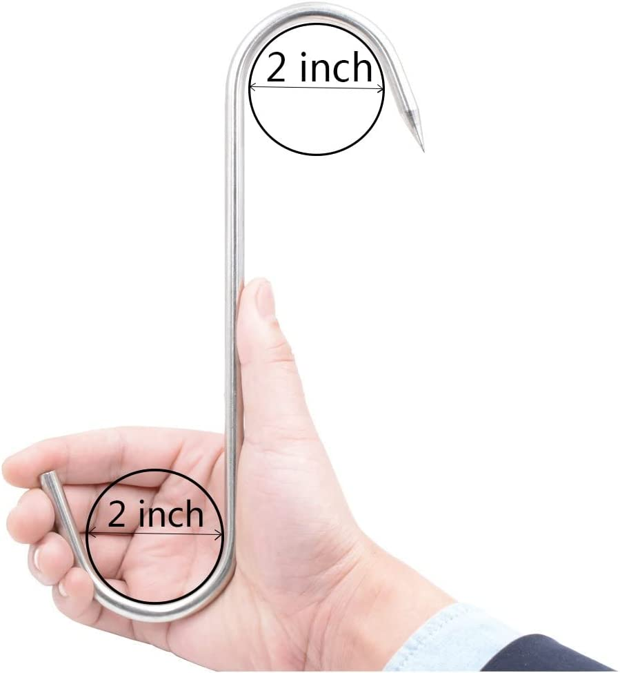 10 Meat Hook Heavy Duty S-Hooks Stainless Steel Meat Processing Butcher Hook 4Pack - Meat Hooks 10Inch8Mm4P image number 2