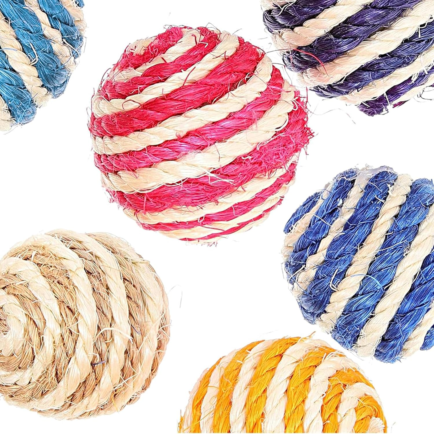 Vebetter Pack of 9 Sisal Rope Balls, 4.3 Cm Cat Sisal Ball, Cat Toy Balls, Environmentally Friendly Kitten Balls, Pet Scratching Ball, Interactive Sisal Ball for Pets, Cats Playing