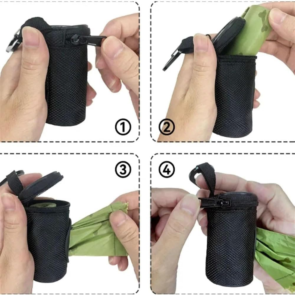 Dog Poop Bag Holder Dispenser for Leash, Compact Waste Bag Organizer and Carrier with 1 Roll Eco, Friendly Pet Trash Bags, Hands Free Doggy Poop Bag Clip for Walking, Training, Travel image number 6