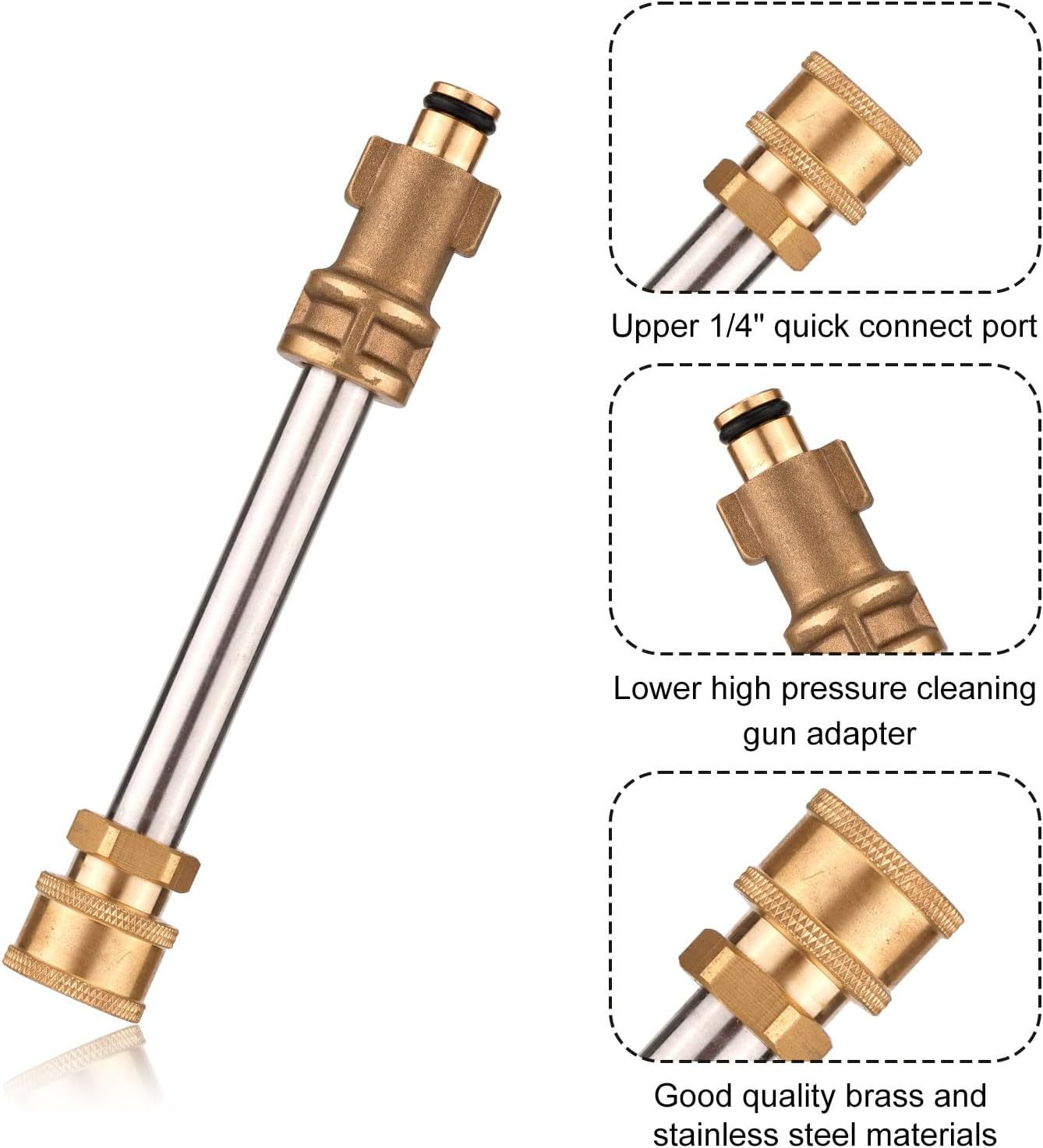 PEUTIER 2Pcs Pressure Washer Gun Adapter, 6 Inch High Pressure Cleaning Gun Nozzle Quick-Connect Pressure Washer Replacement Compatible with Portland 1750, Ryobi, Greenworks, Husky Pressure Washer image number 5