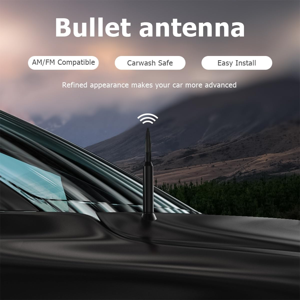 Car Short Antenna Mast, 5.5 Inch AM/FM Radio Reception Aluminum Antenna with 9 Screw Adapters and 2 Rubber Rings, Universal Vehicle Replacement Accessories for SUV, Truck, Pickup (Blue)