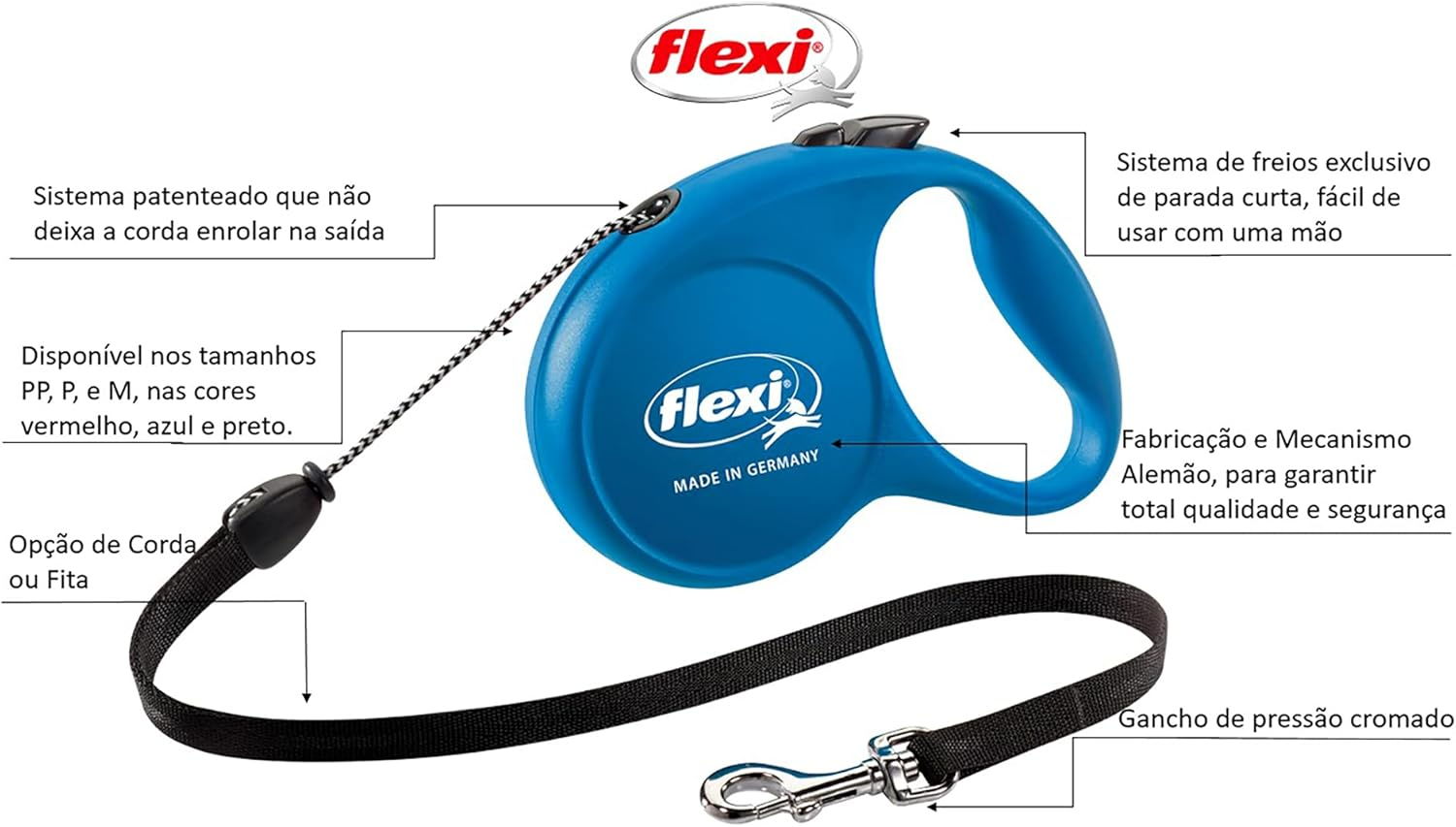 FLEXI Fun Retractable Dog Lead, Small, 5M Cord, Blue, for Dogs under 12Kg