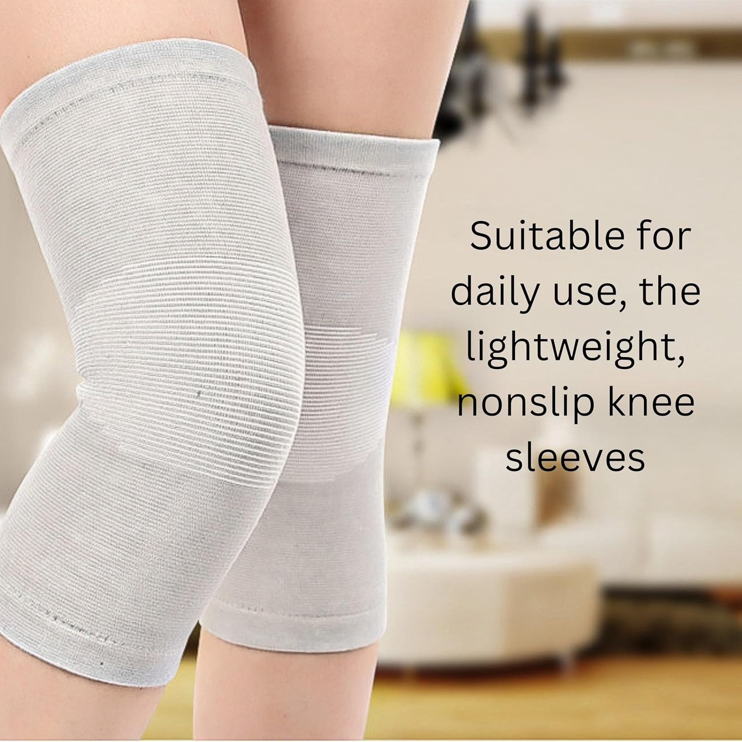 Wonder Care Bamboo Knee Compression Sleeve for Men and Women; Copper Fit Knee Sleeve for Running, Volleyball, Gym Weightlifting Bamboo Knee Brace Made from Bamboo Yarn(Xxl) image number 2