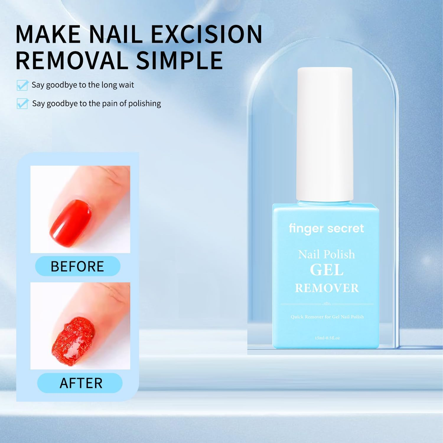 Finger Secret Nail Polish Gel Remover Kit - Removes Gel Polish Easily, Liquid Latex for Nails,Strengthens Weak Nails,With Perfect Manicure.Convenient and Portable for All Your Nail Care Needs. image number 2