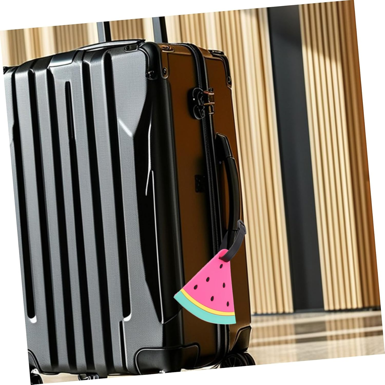 HORIALENCE Watermelon Slice Luggage Tags PVC Travel Labels Cute Summer Baggage Tags for Suitcases Women Boys and Girls Beach Holiday Id Labels image number 4