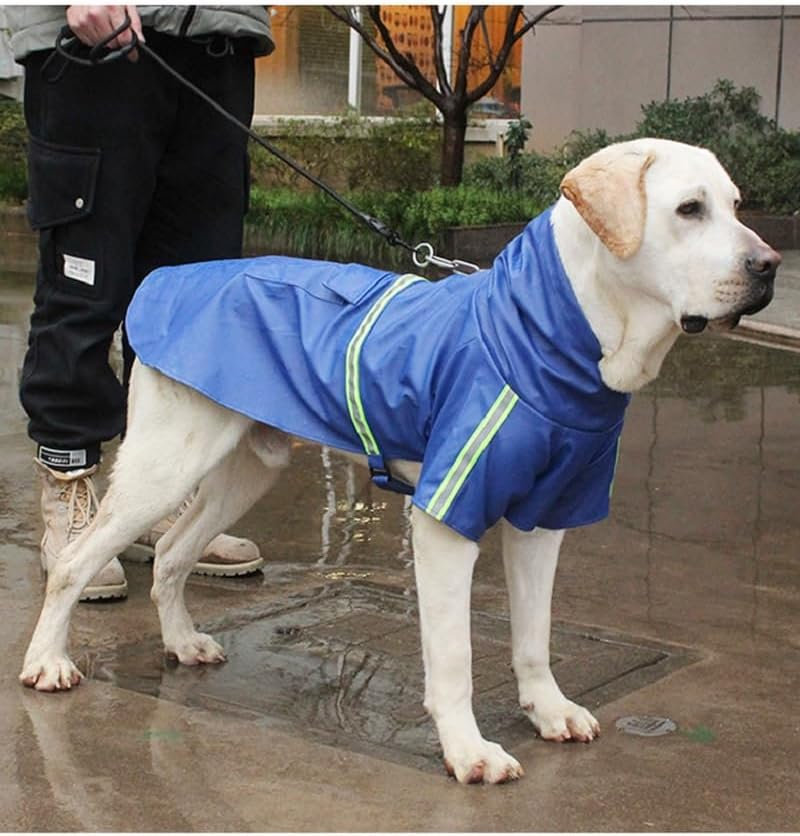 Waterproof Hooded Dog Raincoat - Adjustable Reflective Pet Jacket, Lightweight Dog Slicker Poncho for Small to X- Large Dogs and Puppies (Blue, M) image number 2